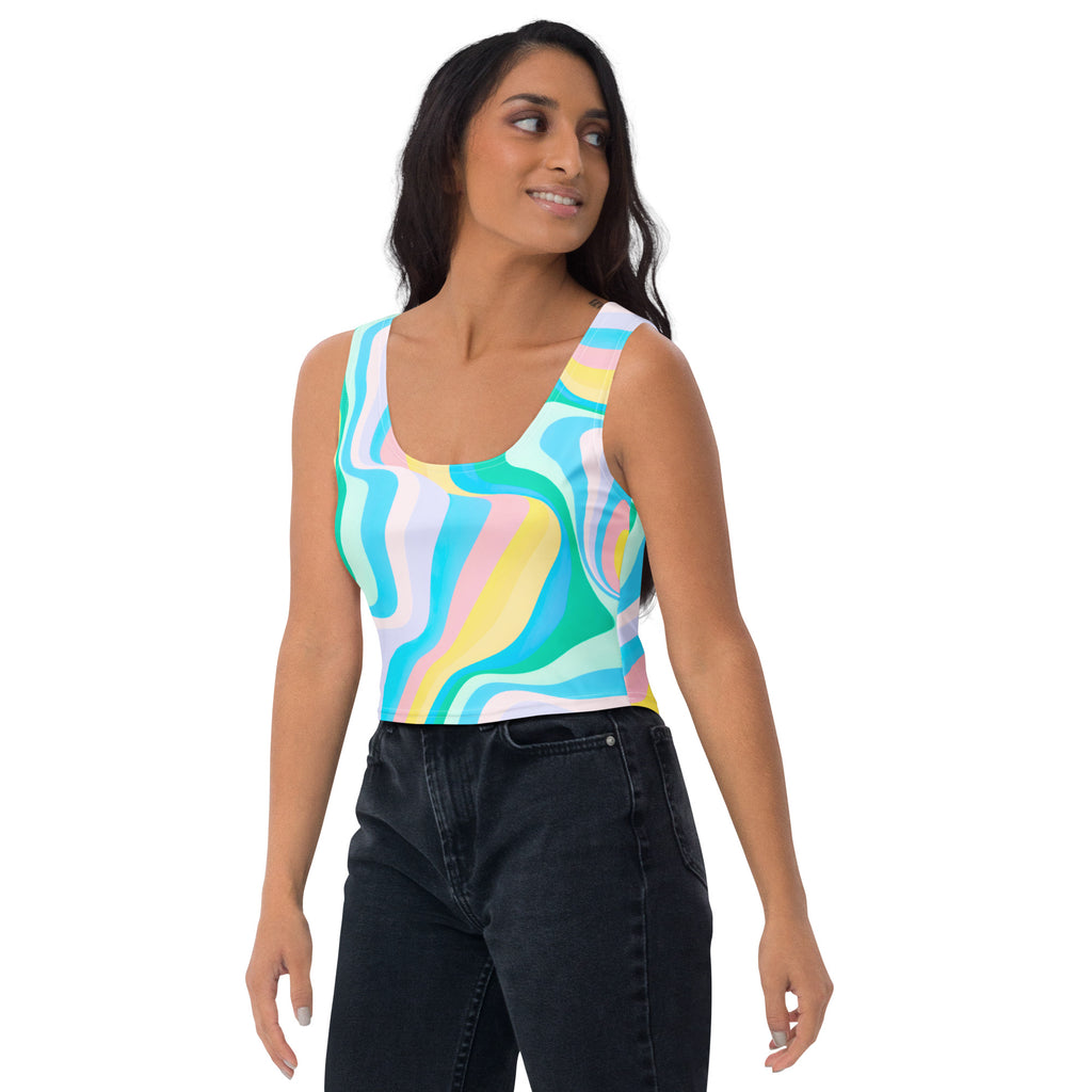 Women's Pastel Wave Buttery Soft Crop Top- Quick-Drying UPF 50+ Stretch Top