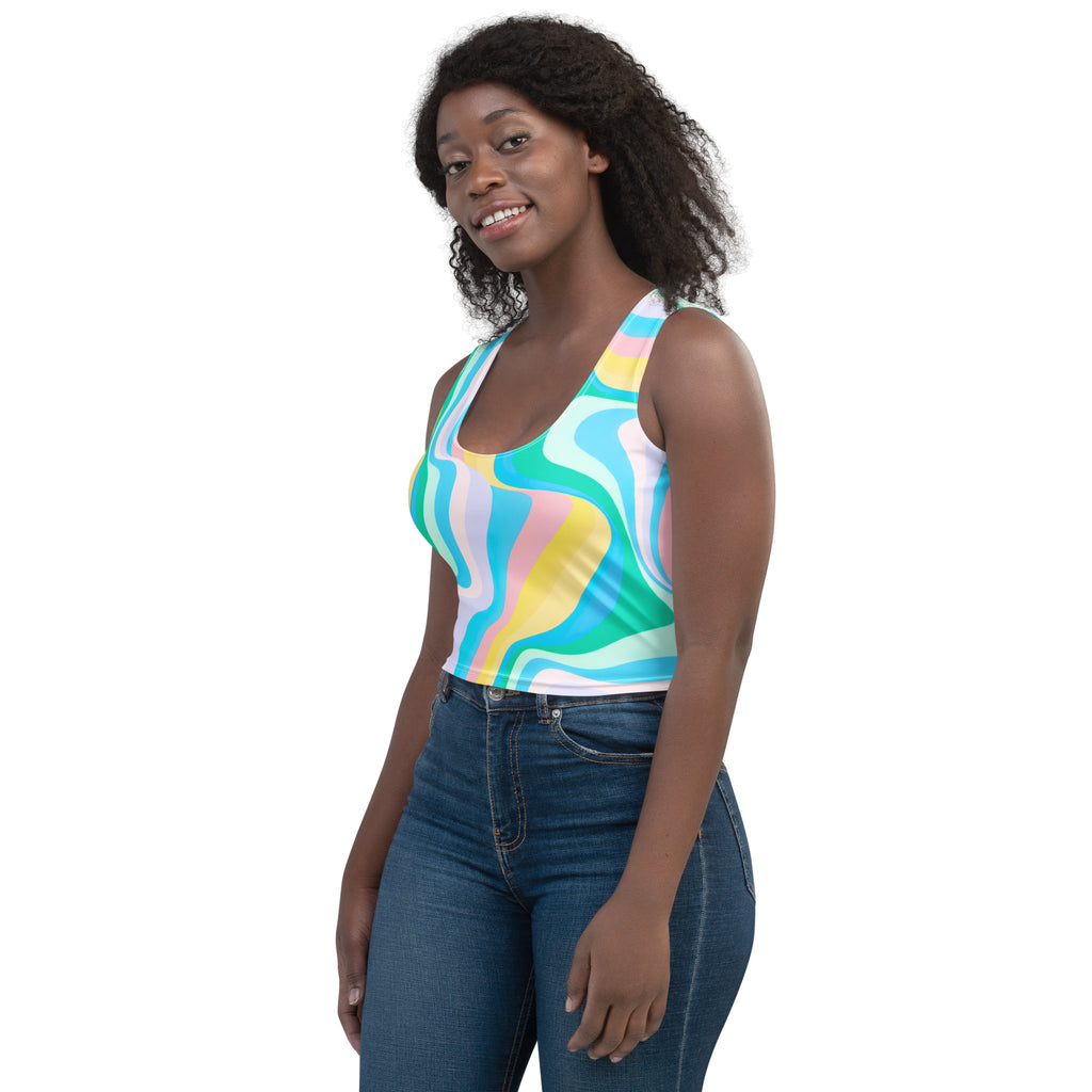 Women's Pastel Wave Buttery Soft Crop Top- Quick-Drying UPF 50+ Stretch Top