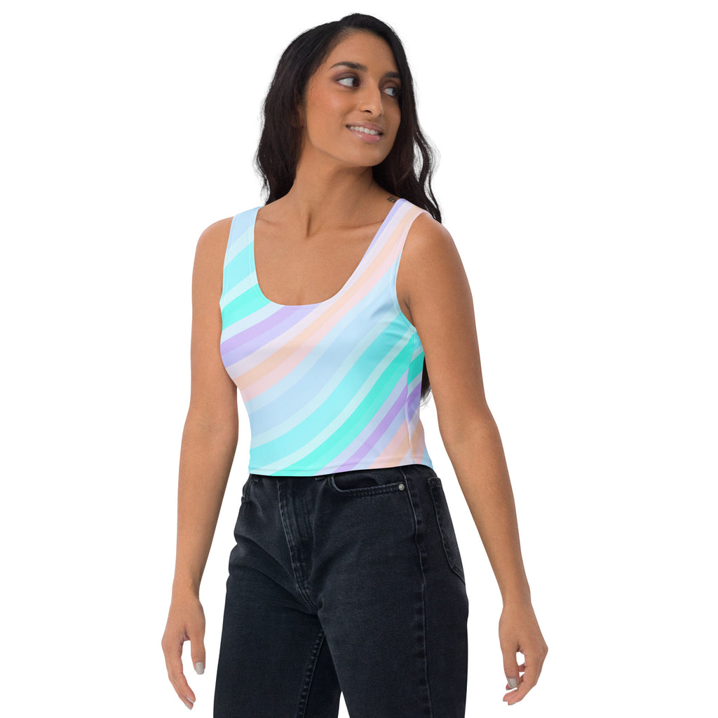Women's Soft Pastel Stripe Buttery Soft Crop Top- Quick-Drying UPF 50+ Stretch Top