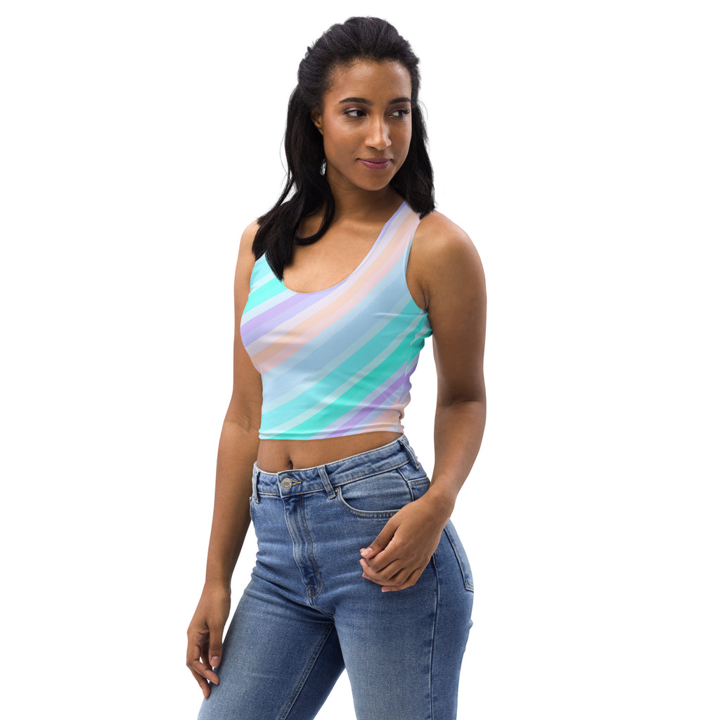 Women's Soft Pastel Stripe Buttery Soft Crop Top- Quick-Drying UPF 50+ Stretch Top