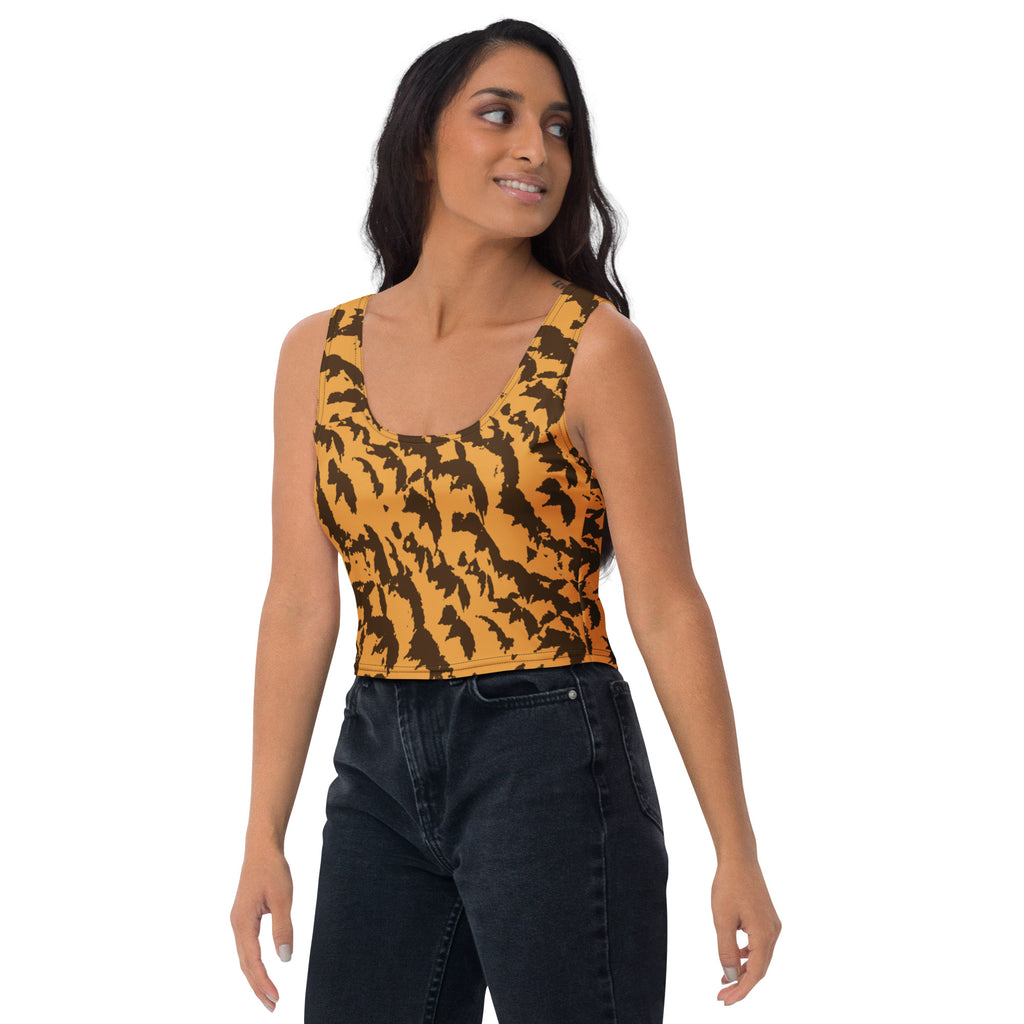 Women's Orange Tiger Print Buttery Soft Crop Top- Quick-Drying UPF 50+ Stretch Top