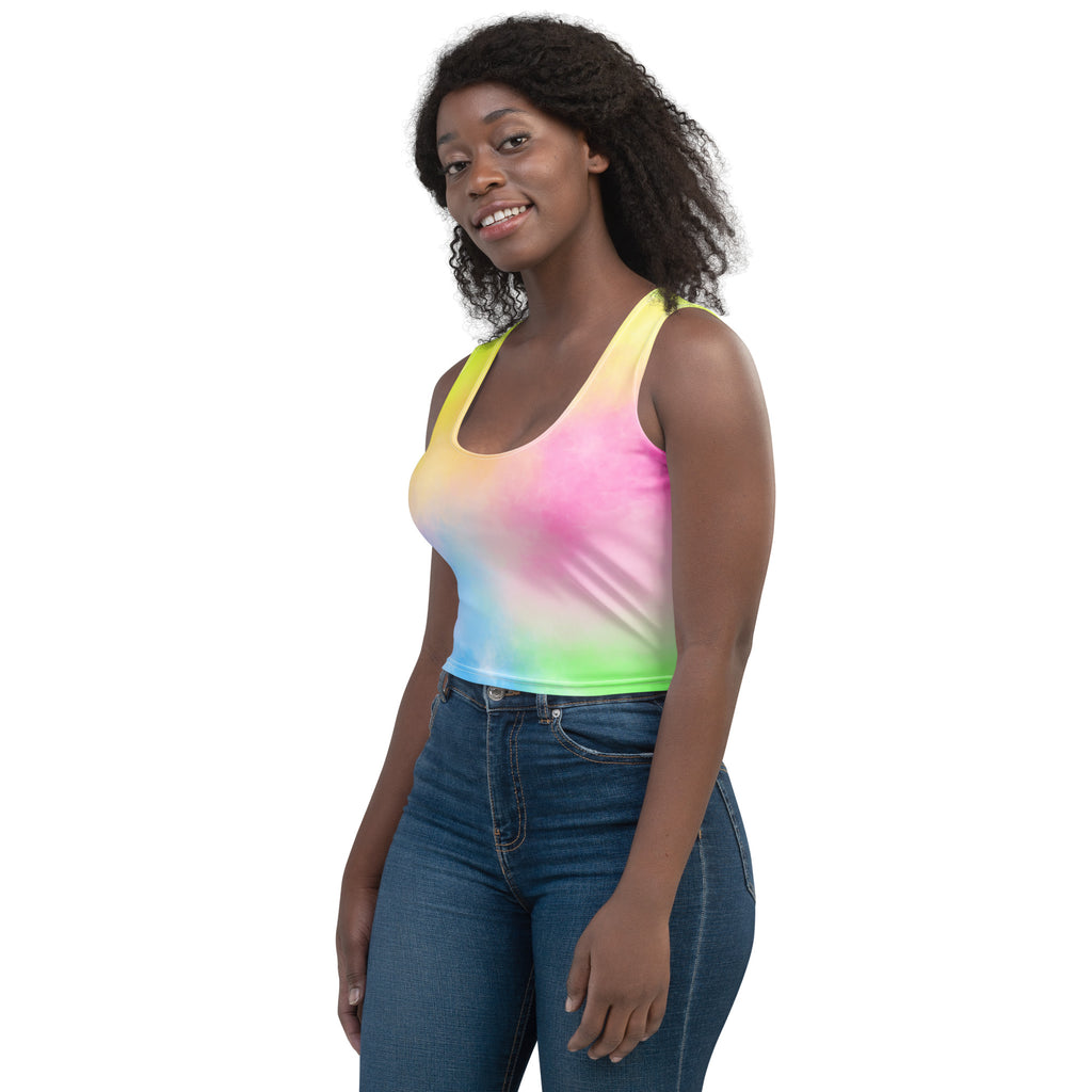 Women's Colorful Pastel Watercolor Buttery Soft Crop Top- Quick-Drying UPF 50+ Stretch Top