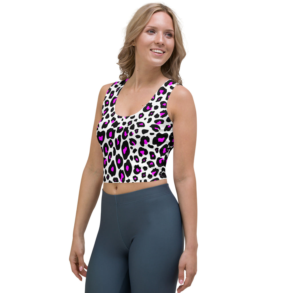 Women's Purple Leopard Buttery Soft Crop Top- Quick-Drying UPF 50+ Stretch Top