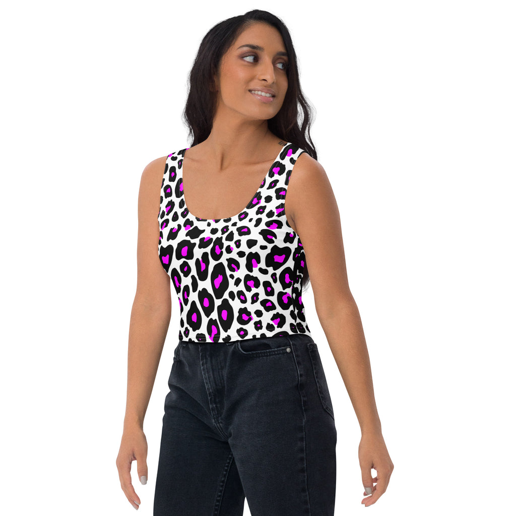 Women's Purple Leopard Buttery Soft Crop Top- Quick-Drying UPF 50+ Stretch Top