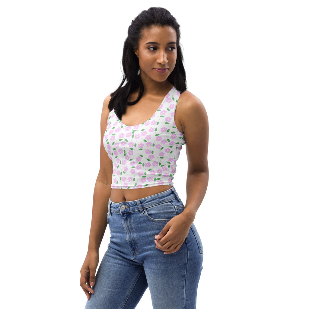 Women's Lavender Floral Buttery Soft Crop Top- Quick-Drying UPF 50+ Stretch Top