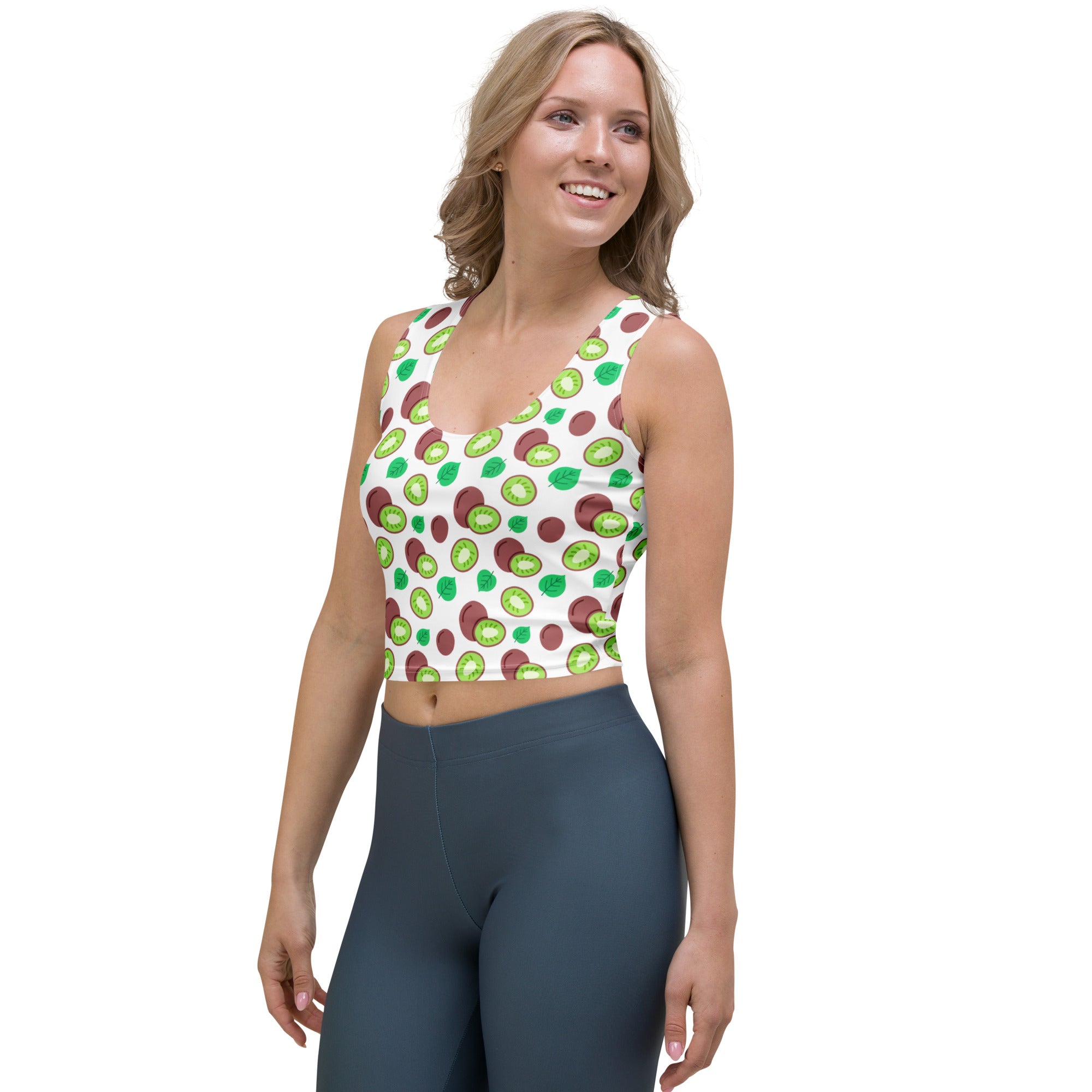 Women's Kiwi Fruit Buttery Soft Crop Top- Quick-Drying UPF 50+ Stretch Top