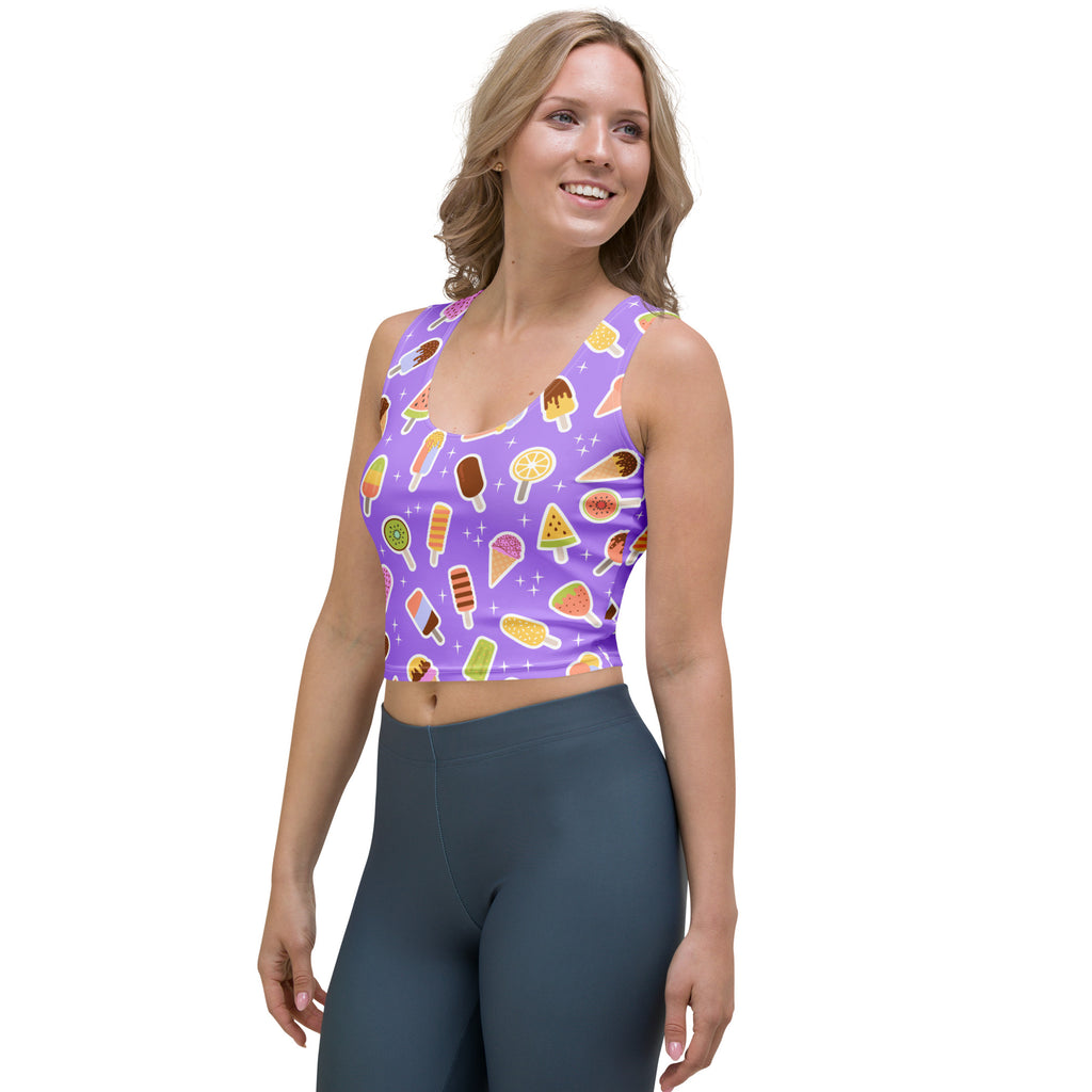 Women's Purple Popsicle Buttery Soft Crop Top- Quick-Drying UPF 50+ Stretch Top