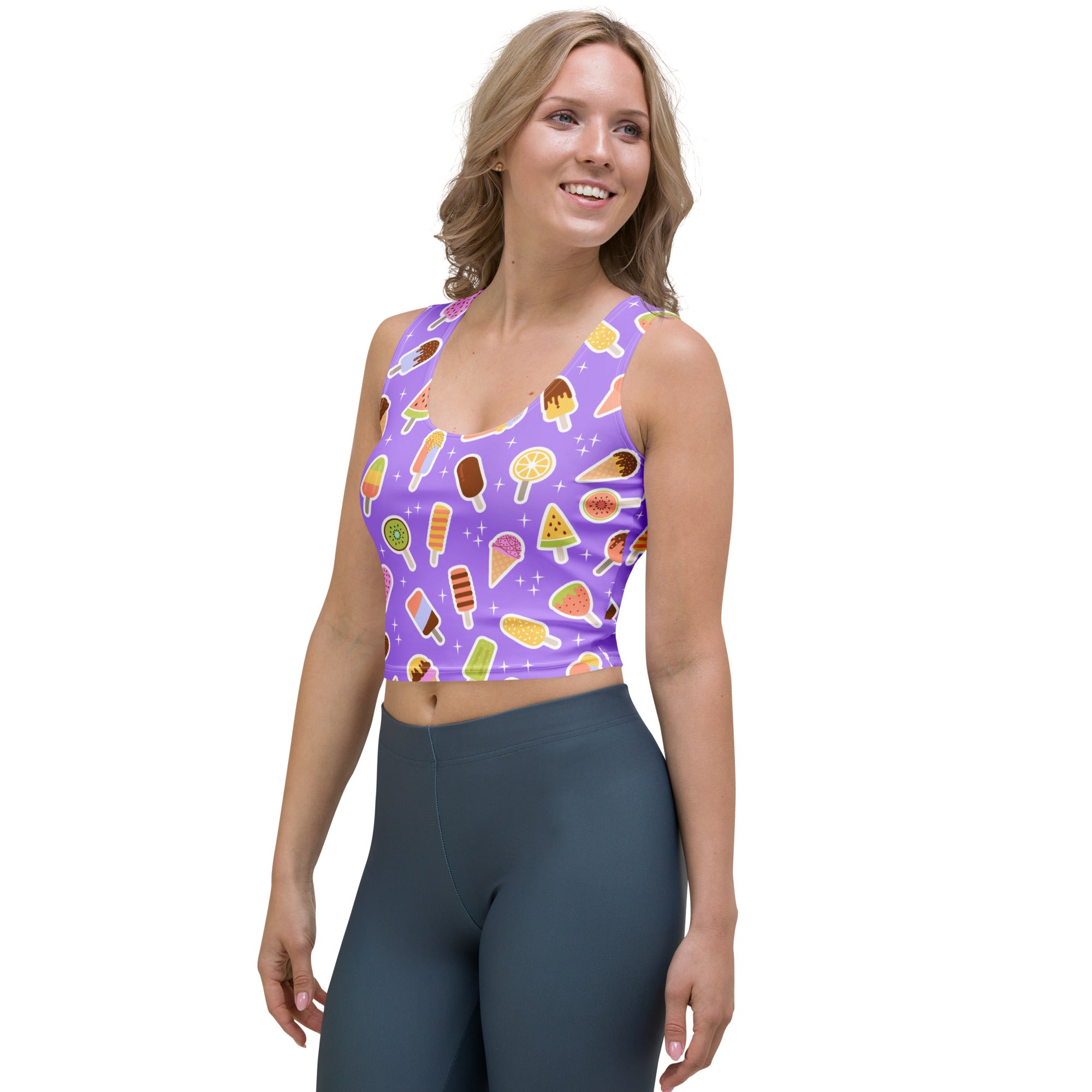 Women's Purple Popsicle Buttery Soft Crop Top- Quick-Drying UPF 50+ Stretch Top