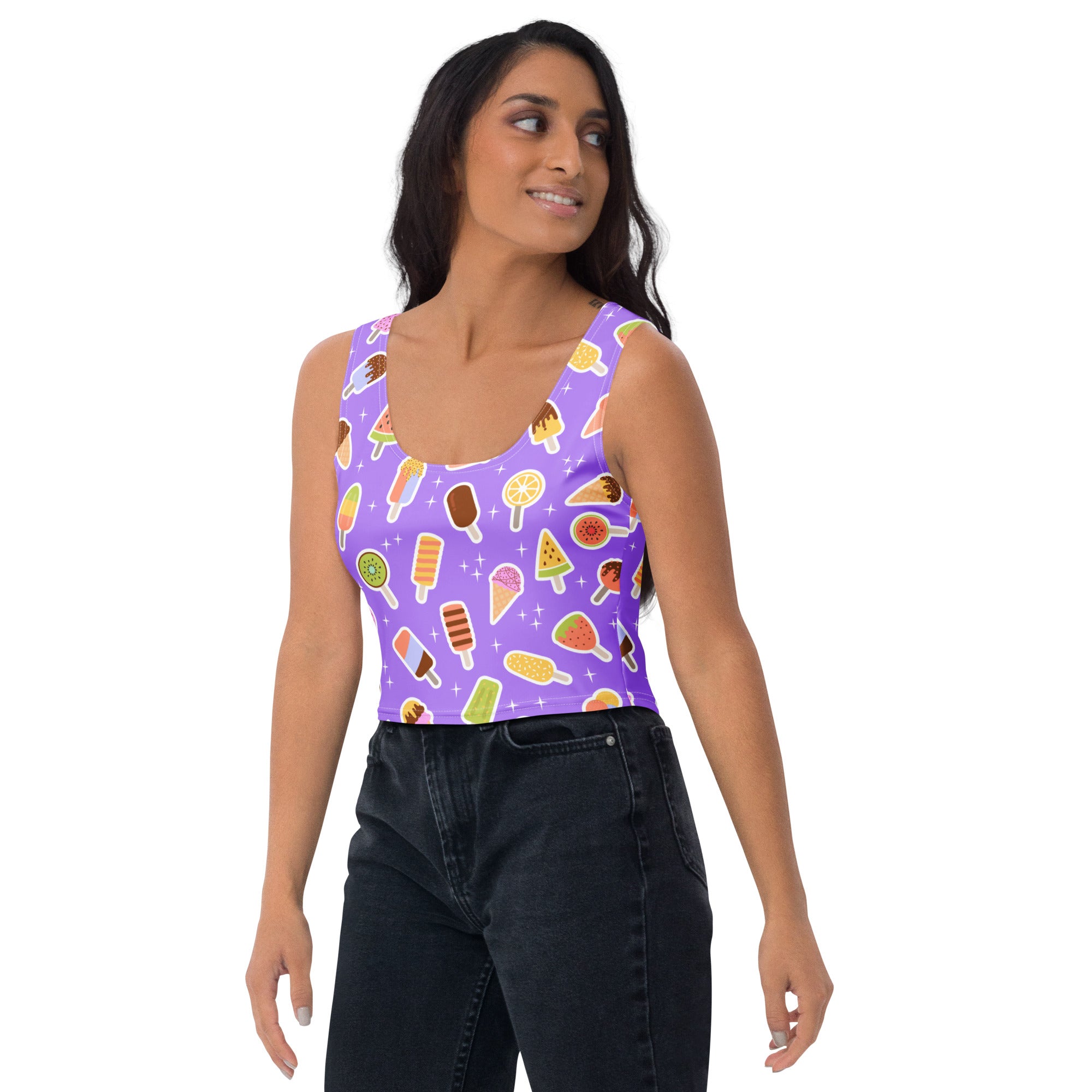 Women's Purple Popsicle Buttery Soft Crop Top- Quick-Drying UPF 50+ Stretch Top