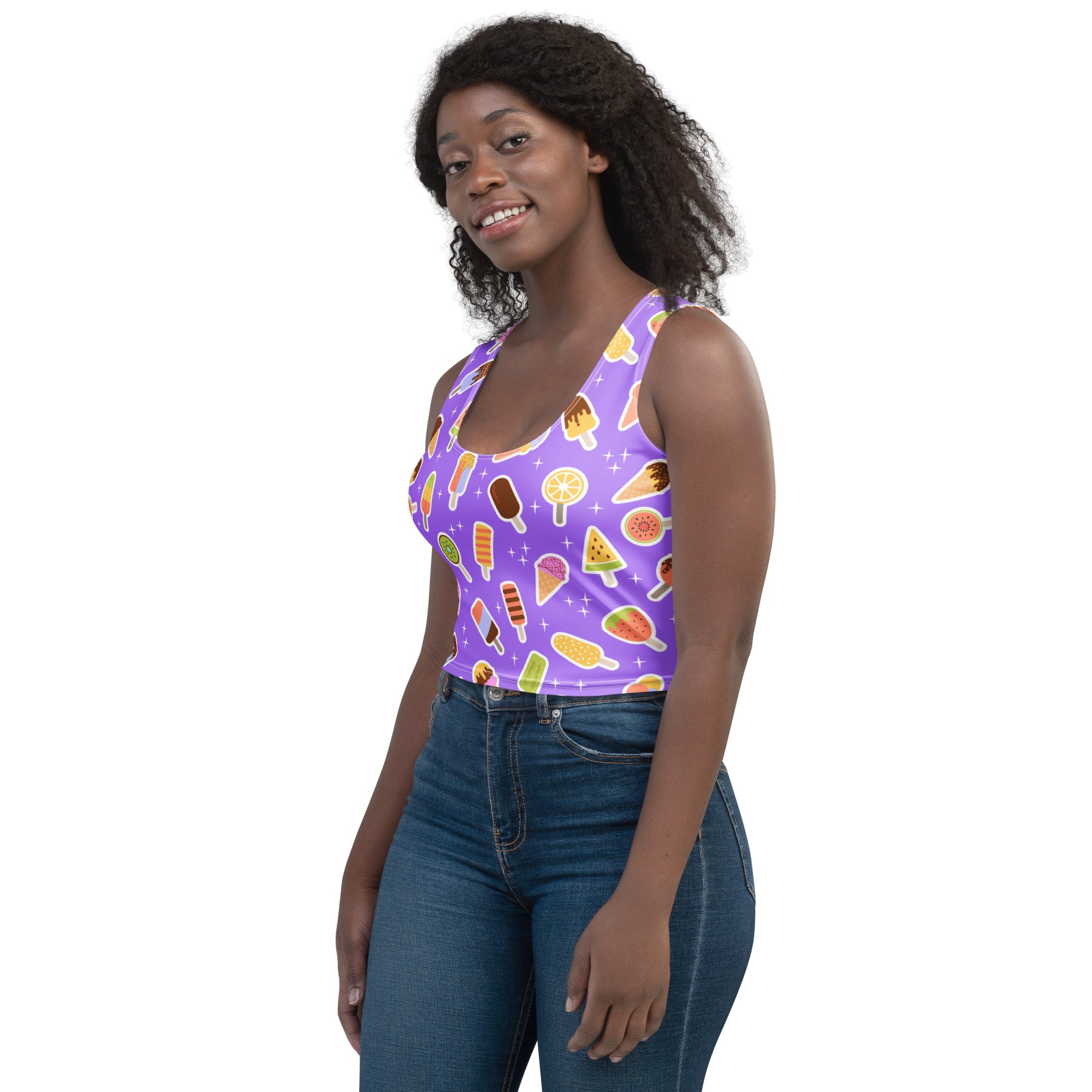 Women's Purple Popsicle Buttery Soft Crop Top- Quick-Drying UPF 50+ Stretch Top