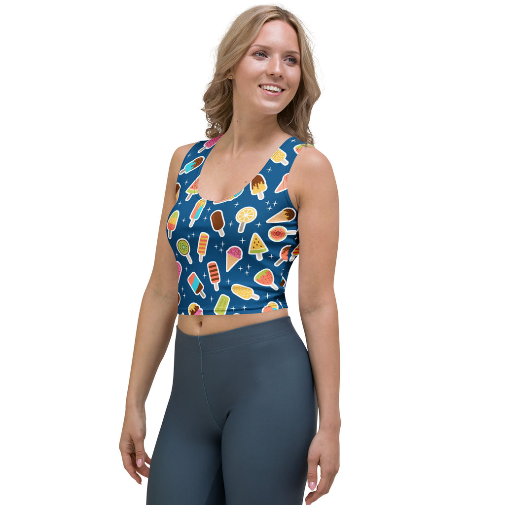 Women's Dark Blue Buttery Soft Crop Top- Quick-Drying UPF 50+ Stretch Top