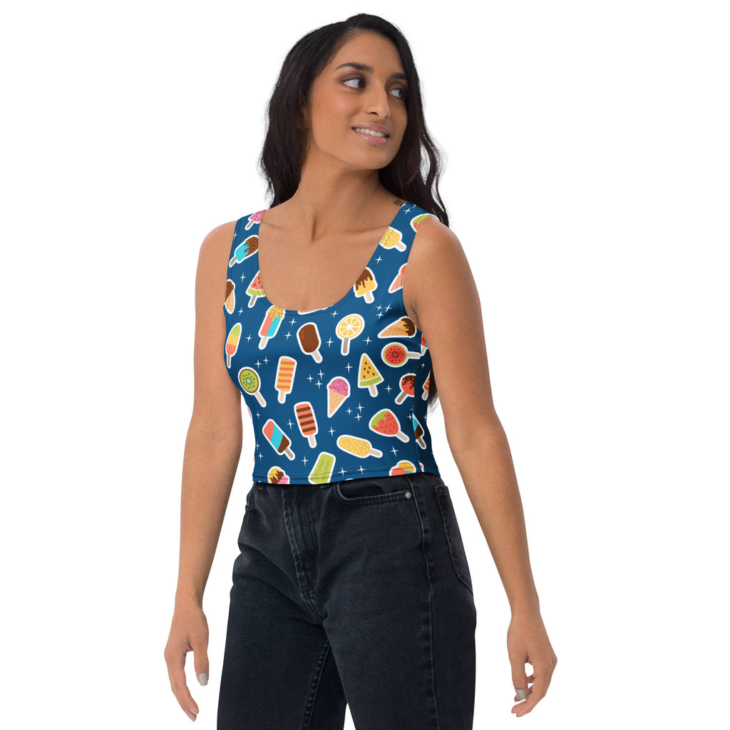 Women's Dark Blue Buttery Soft Crop Top- Quick-Drying UPF 50+ Stretch Top