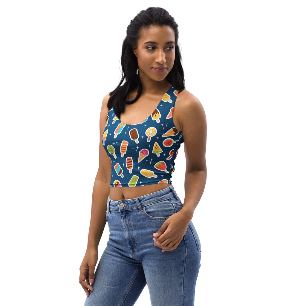 Women's Dark Blue Buttery Soft Crop Top- Quick-Drying UPF 50+ Stretch Top