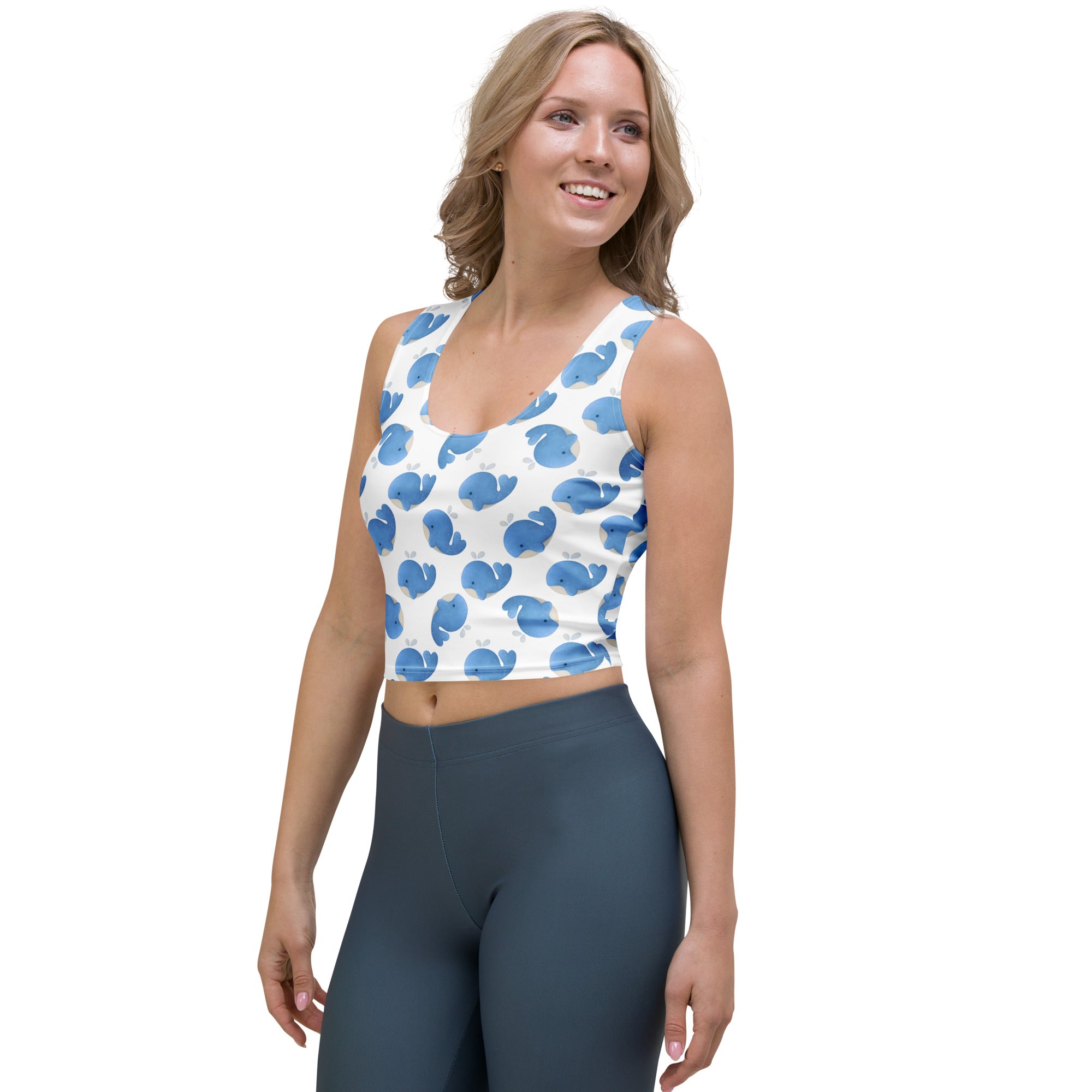 Women's Blue Whale Buttery Soft Crop Top- Quick-Drying UPF 50+ Stretch Top