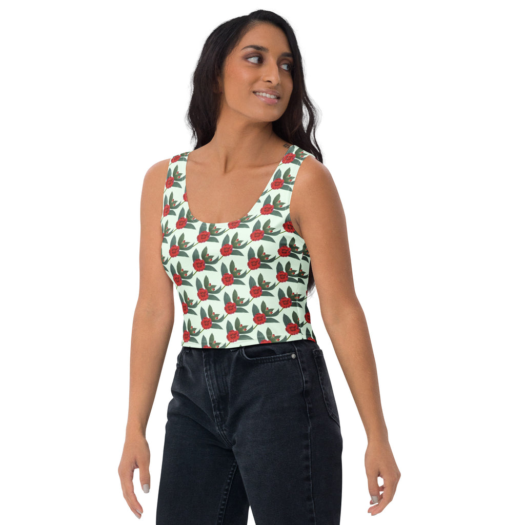 Women's Mint Rose Buttery Soft Crop Top- Quick-Drying UPF 50+ Stretch Top