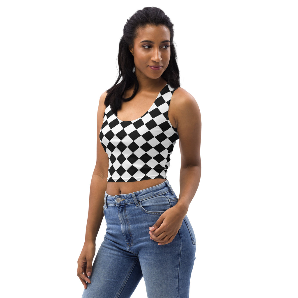 Women's Checkered Buttery Soft Crop Top- Quick-Drying UPF 50+ Stretch Top