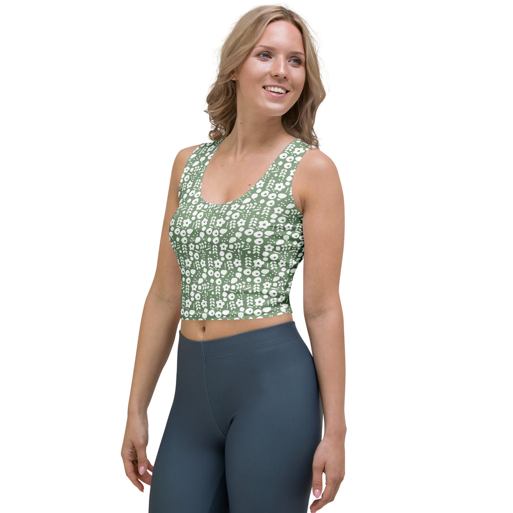Women's Sage Green Buttery Soft Crop Top- Quick-Drying UPF 50+ Stretch Top