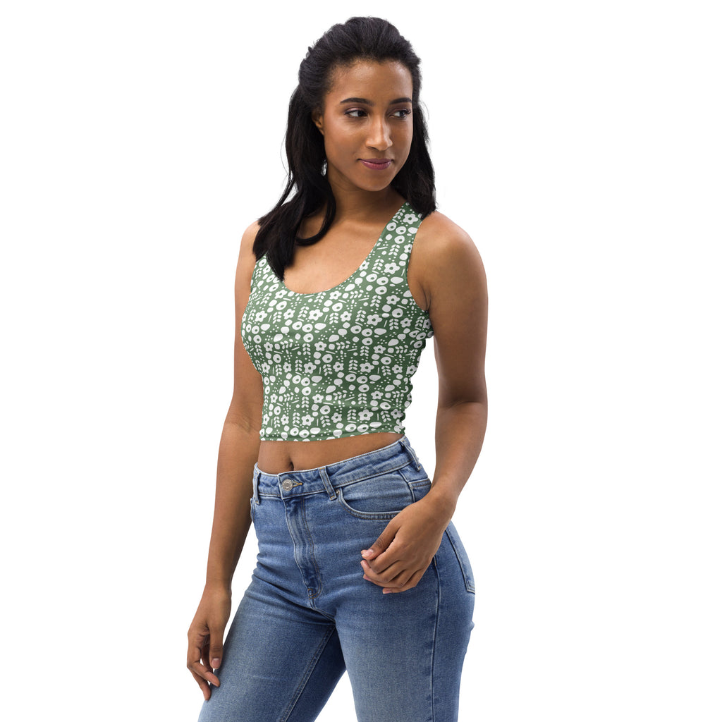 Women's Sage Green Buttery Soft Crop Top- Quick-Drying UPF 50+ Stretch Top