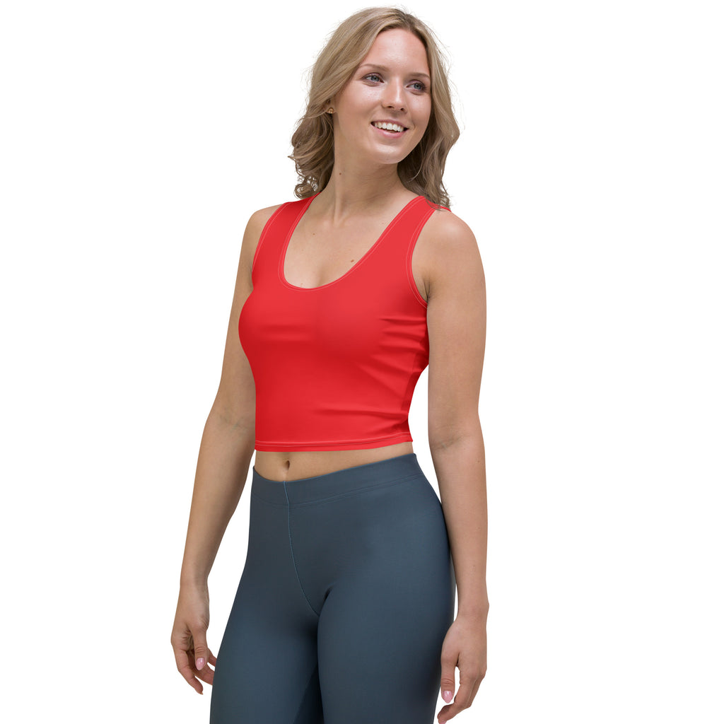Women's Red Buttery Soft Crop Top- Quick-Drying UPF 50+ Stretch Top