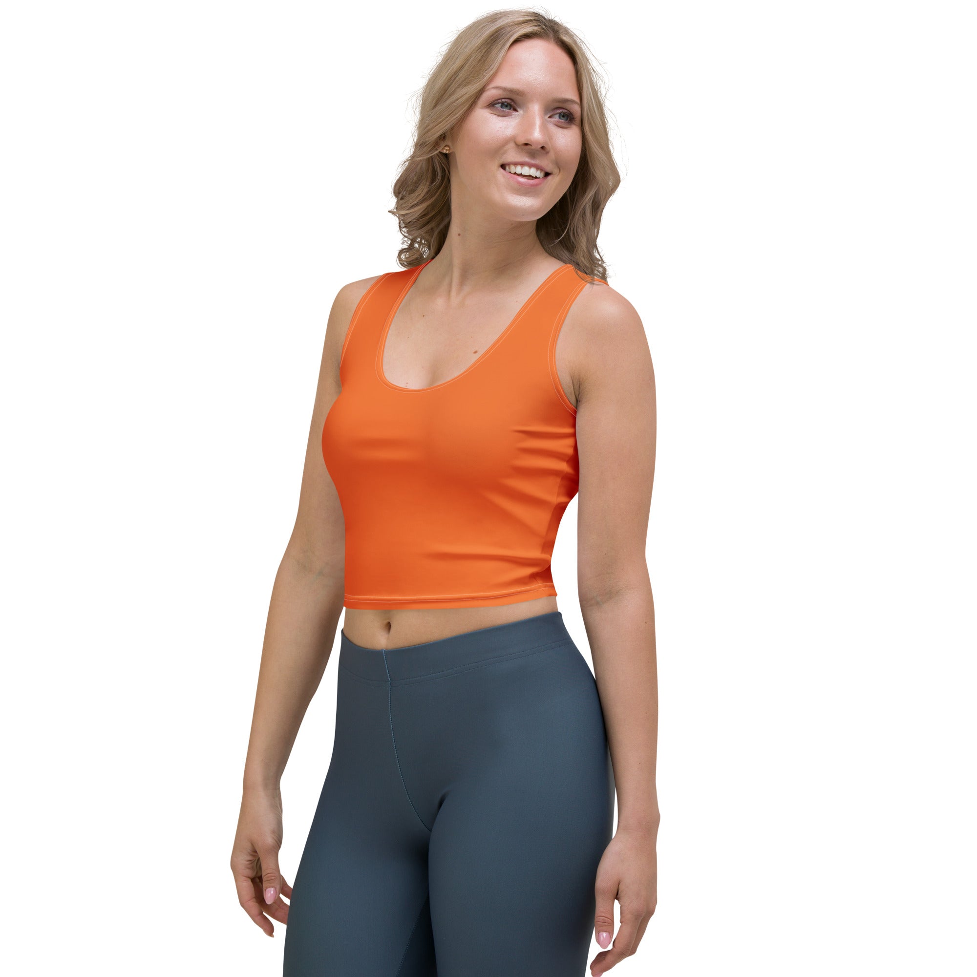 Women's Orange Buttery Soft Crop Top- Quick-Drying UPF 50+ Stretch Top