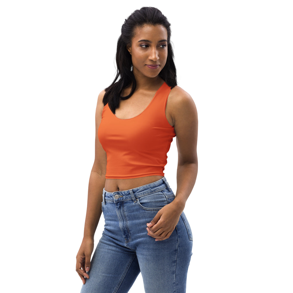 Women's Orange Buttery Soft Crop Top- Quick-Drying UPF 50+ Stretch Top