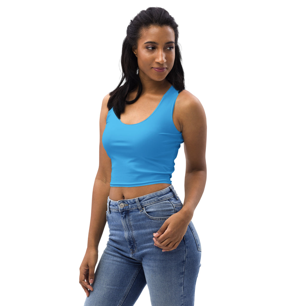 Women's Light Blue Buttery Soft Crop Top- Quick-Drying UPF 50+ Stretch Top