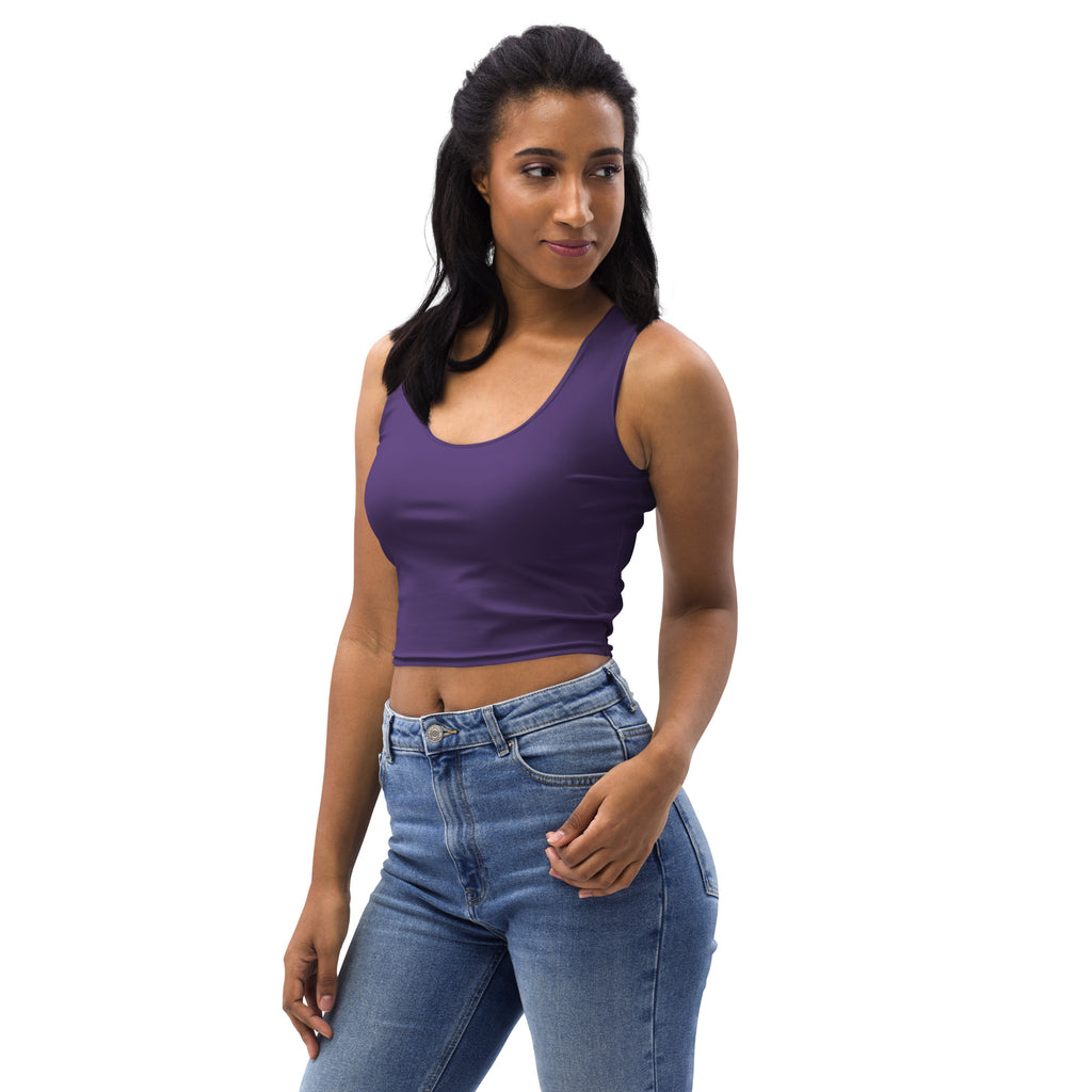 Women's Dark Purple Buttery Soft Crop Top- Quick-Drying UPF 50+ Stretch Top
