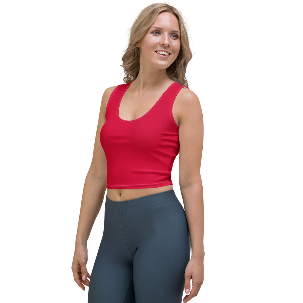 Women's Crimson Red Buttery Soft Crop Top- Quick-Drying UPF 50+ Stretch Top