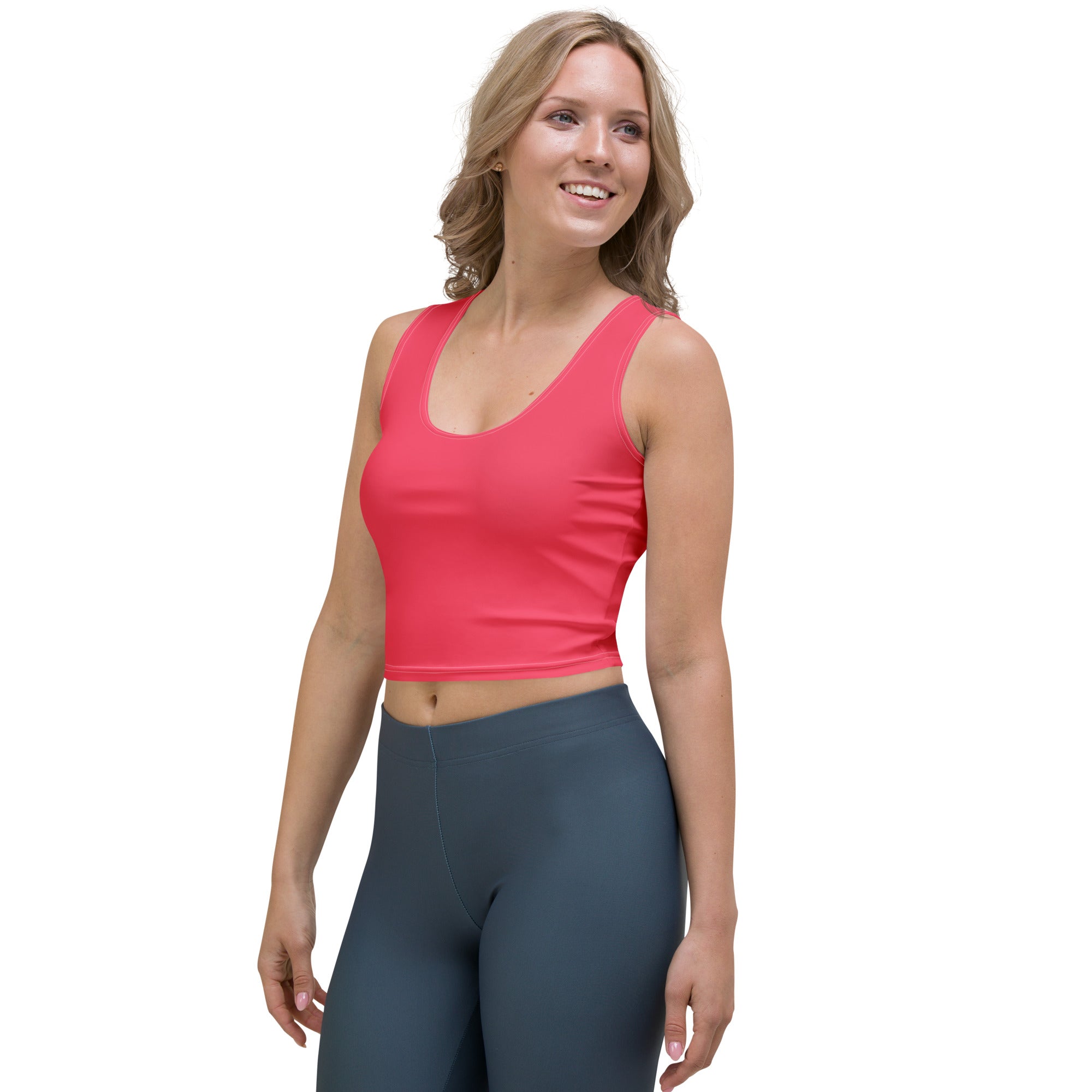 Women's Bright Pink Buttery Soft Crop Top- Quick-Drying UPF 50+ Stretch Top