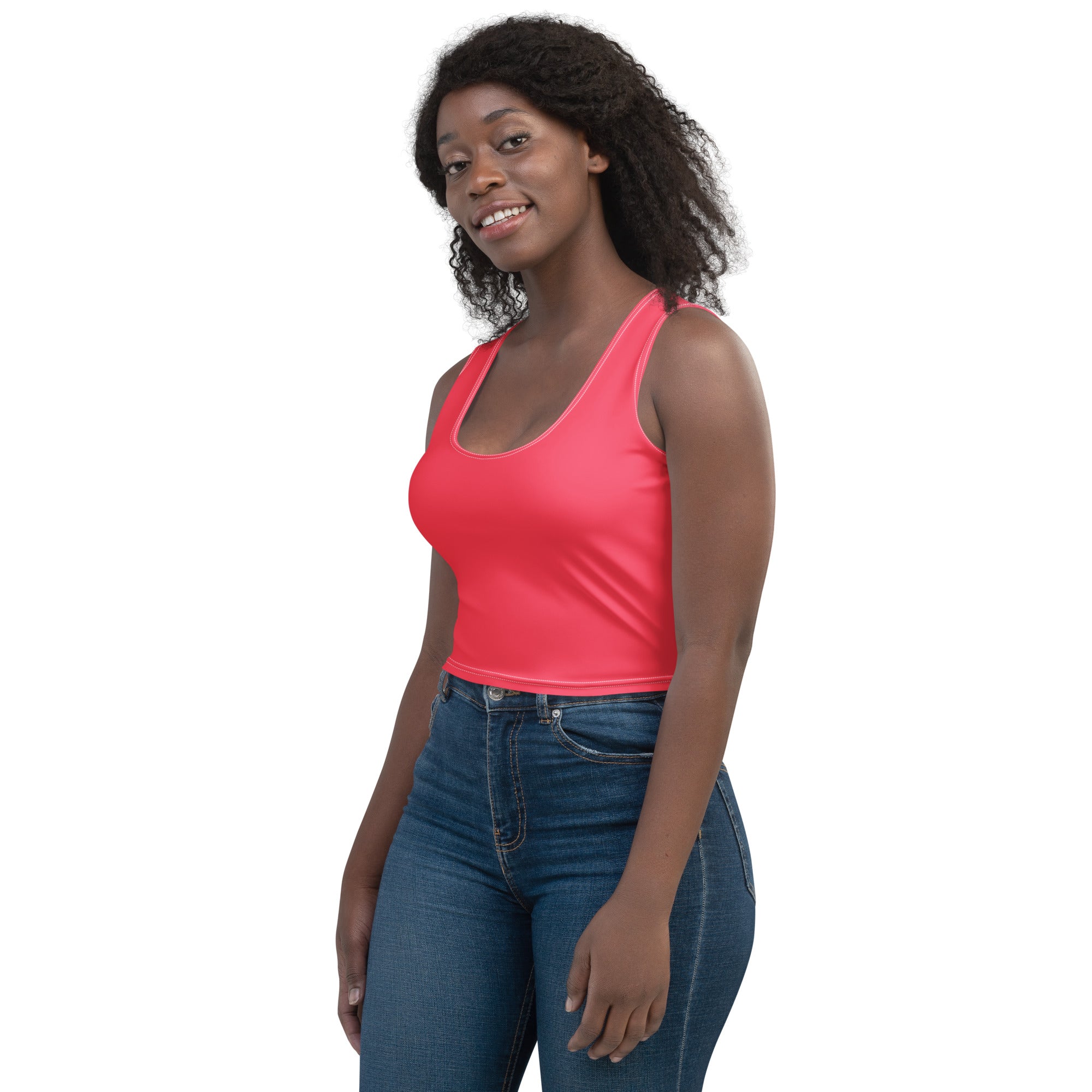 Women's Bright Pink Buttery Soft Crop Top- Quick-Drying UPF 50+ Stretch Top