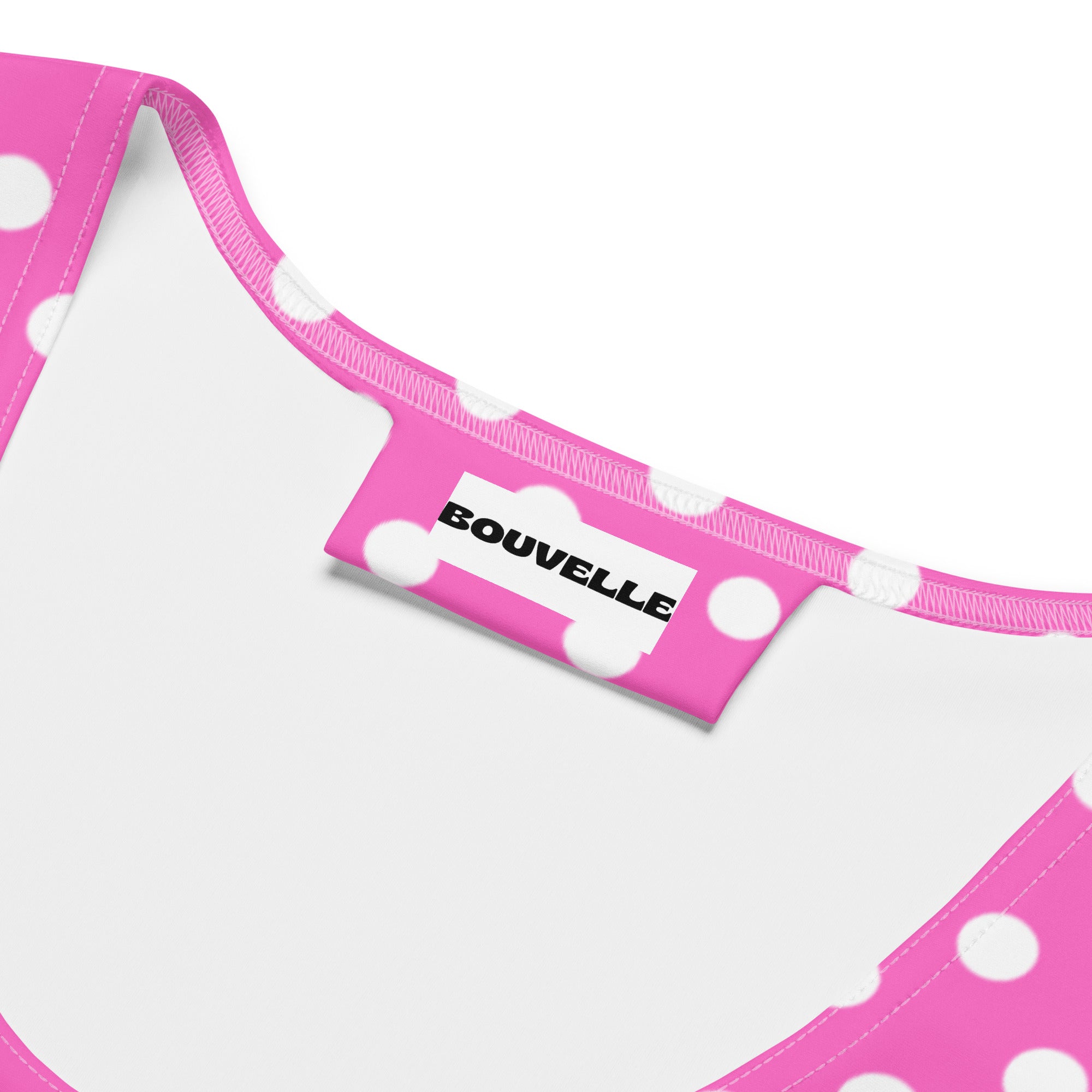 Women's Pink Polka Dot Buttery Soft Crop Top- Quick-Drying UPF 50+ Stretch Top