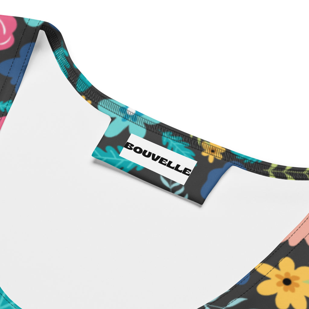 Women's Dark Floral Buttery Soft Crop Top- Quick-Drying UPF 50+ Stretch Top