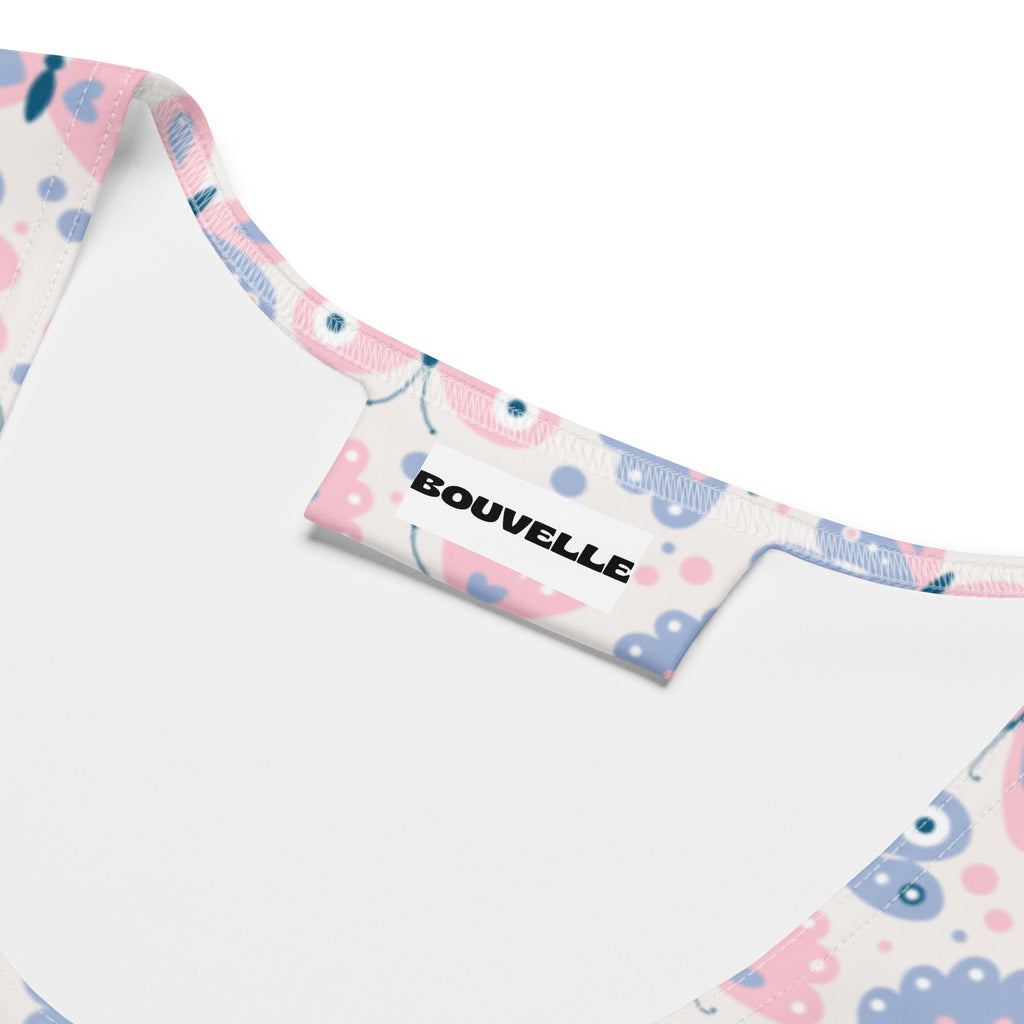 Women's Butterfly Print Buttery Soft Crop Top- Quick-Drying UPF 50+ Stretch Top
