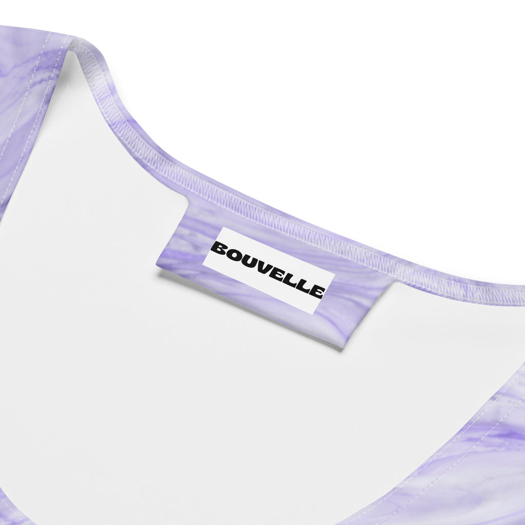 Women's Purple Watercolor Marble Buttery Soft Crop Top- Quick-Drying UPF 50+ Stretch Top