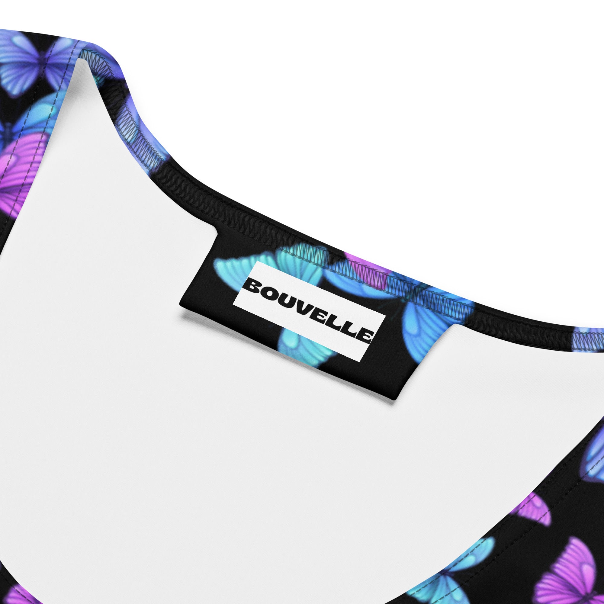 Women's Vibrant Butterfly Buttery Soft Crop Top- Quick-Drying UPF 50+ Stretch Top