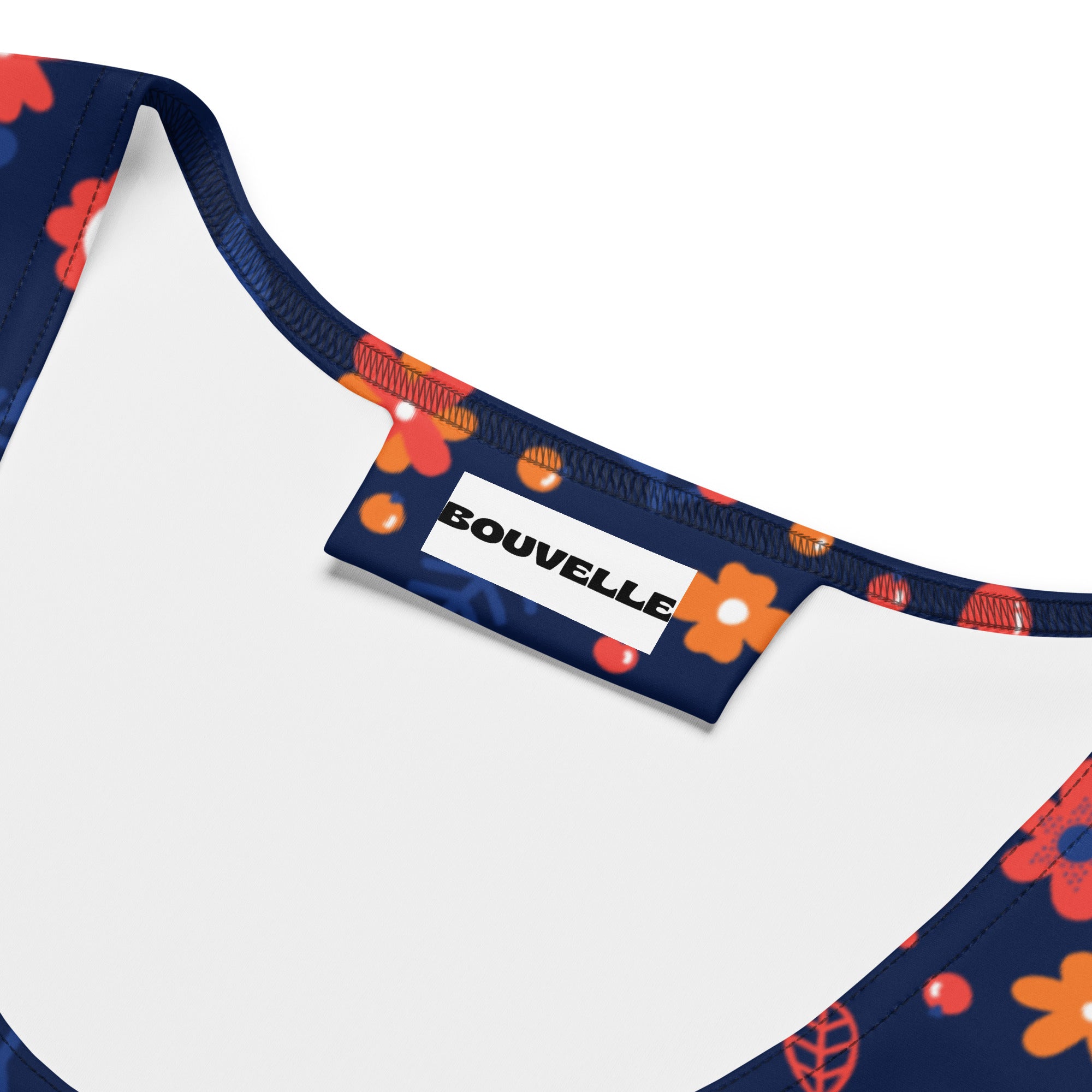 Women's Navy Floral Buttery Soft Crop Top- Quick-Drying UPF 50+ Stretch Top