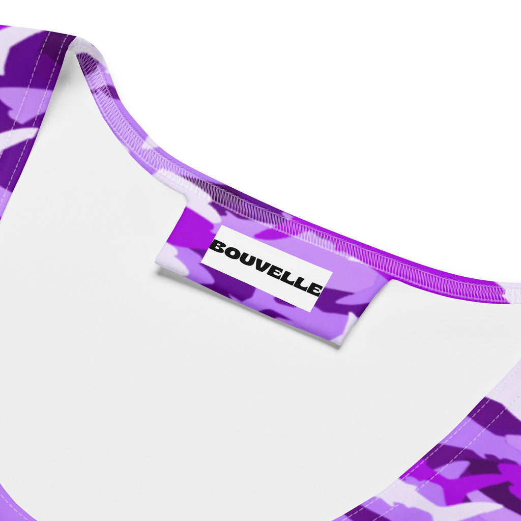 Women's Purple Shark Camouflage Buttery Soft Crop Top- Quick-Drying UPF 50+ Stretch Top