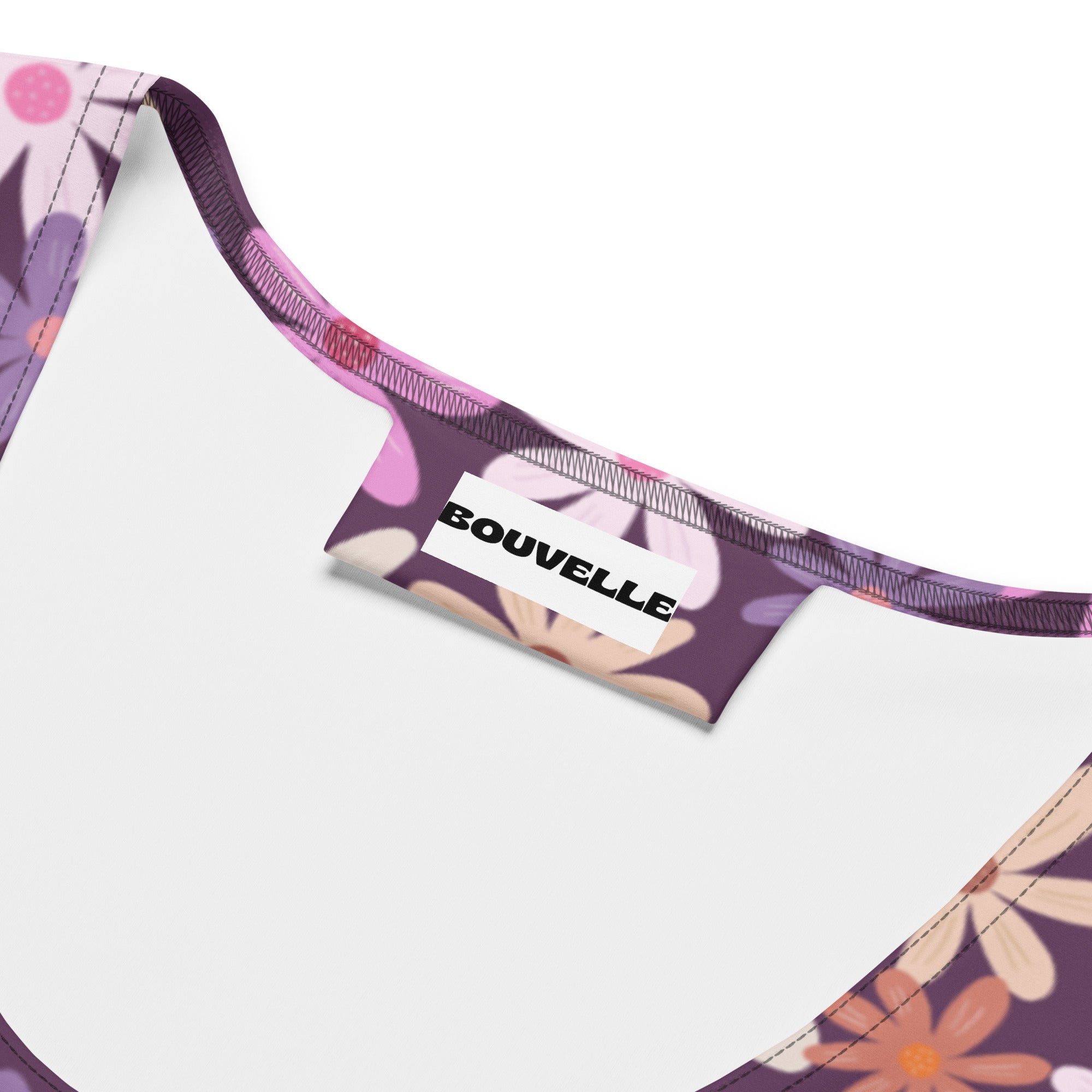 Women's Purple Daisy Floral Buttery Soft Crop Top- Quick-Drying UPF 50+ Stretch Top