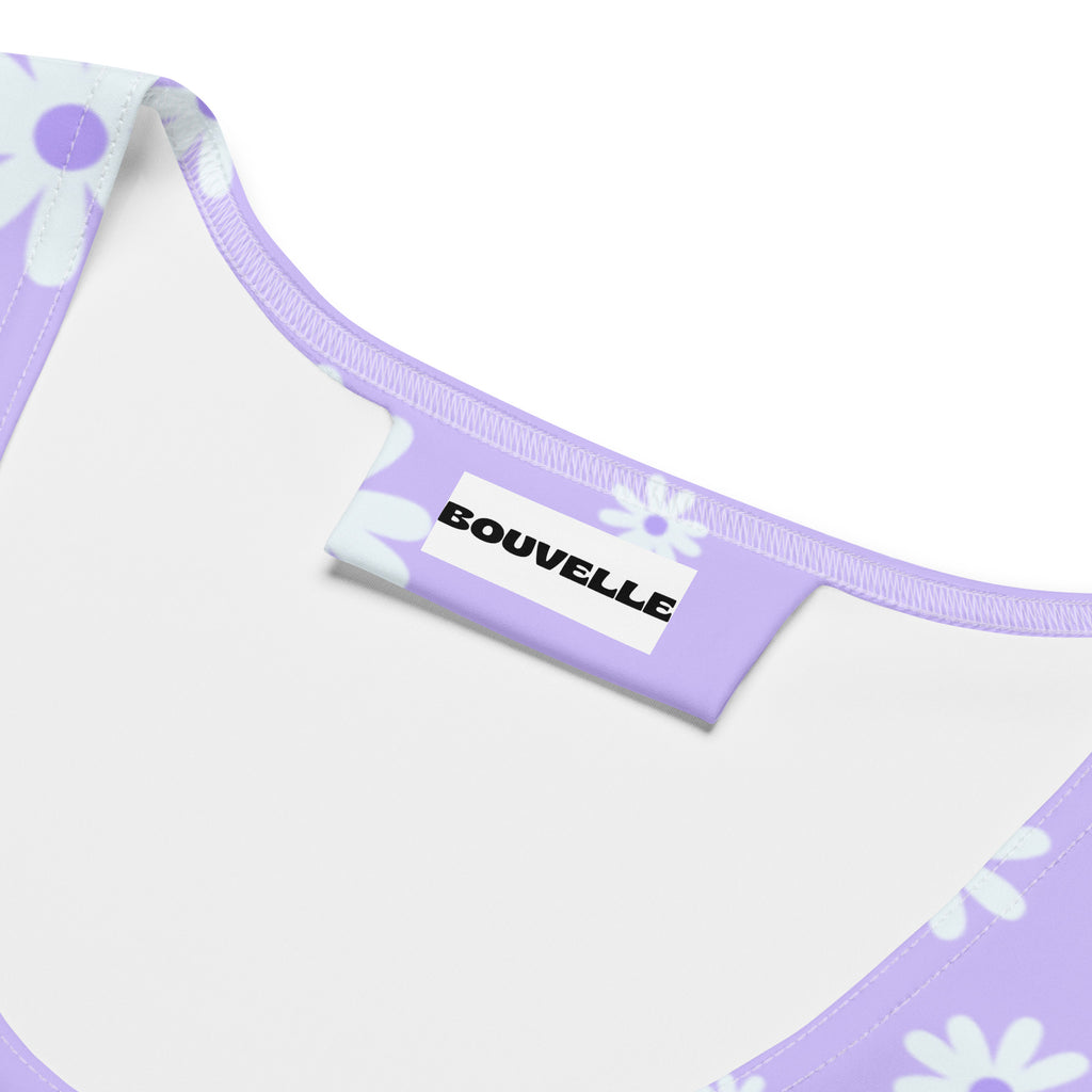 Women's Lavender Daisy Buttery Soft Crop Top- Quick-Drying UPF 50+ Stretch Top