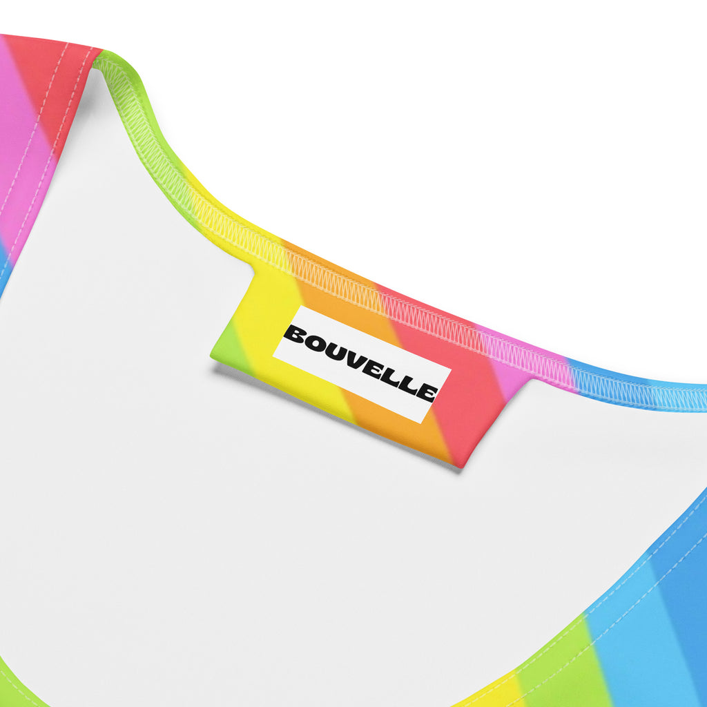 Women's Rainbow Stripe Buttery Soft Crop Top- Quick-Drying UPF 50+ Stretch Top