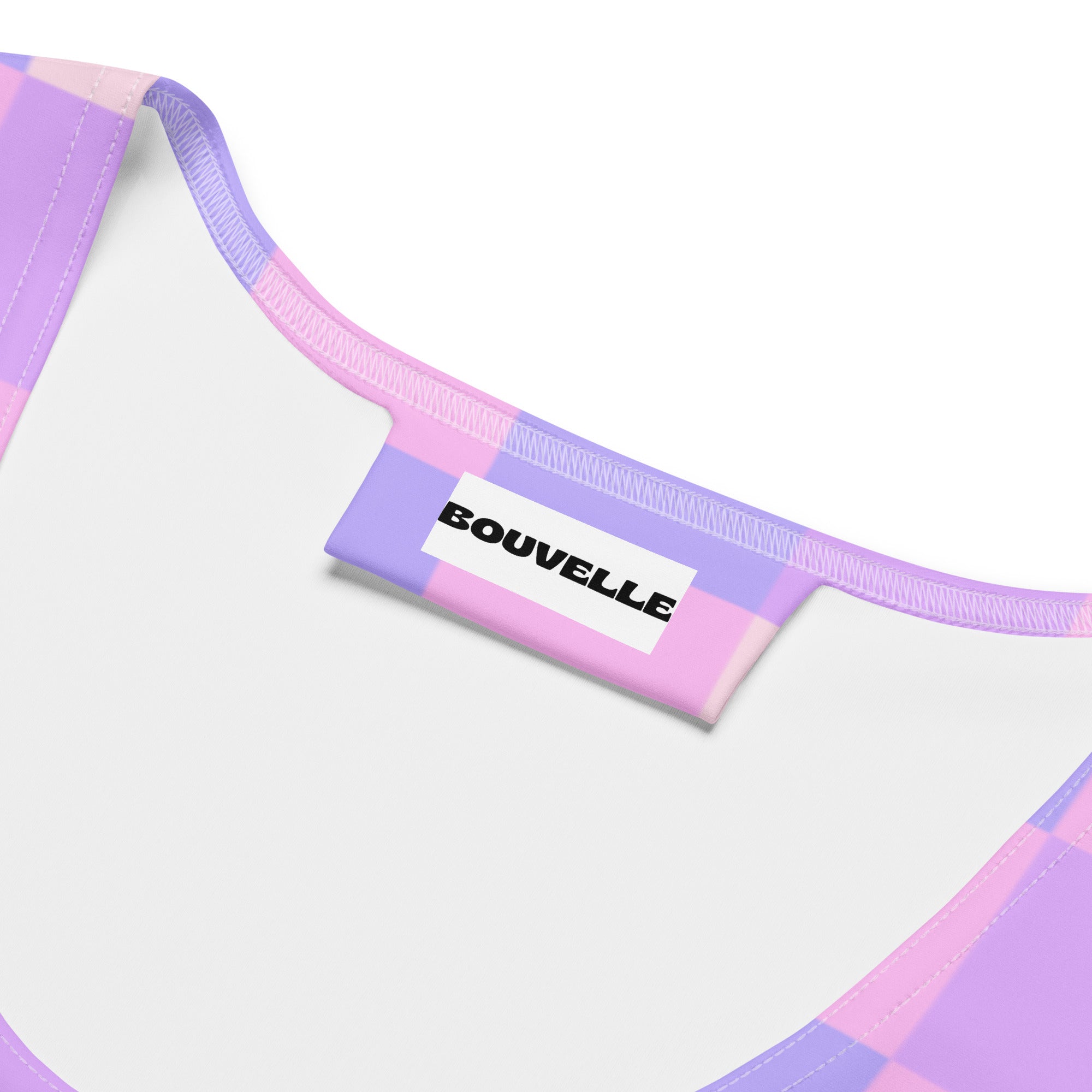 Women's Pastel Purple Gingham Buttery Soft Crop Top- Quick-Drying UPF 50+ Stretch Top