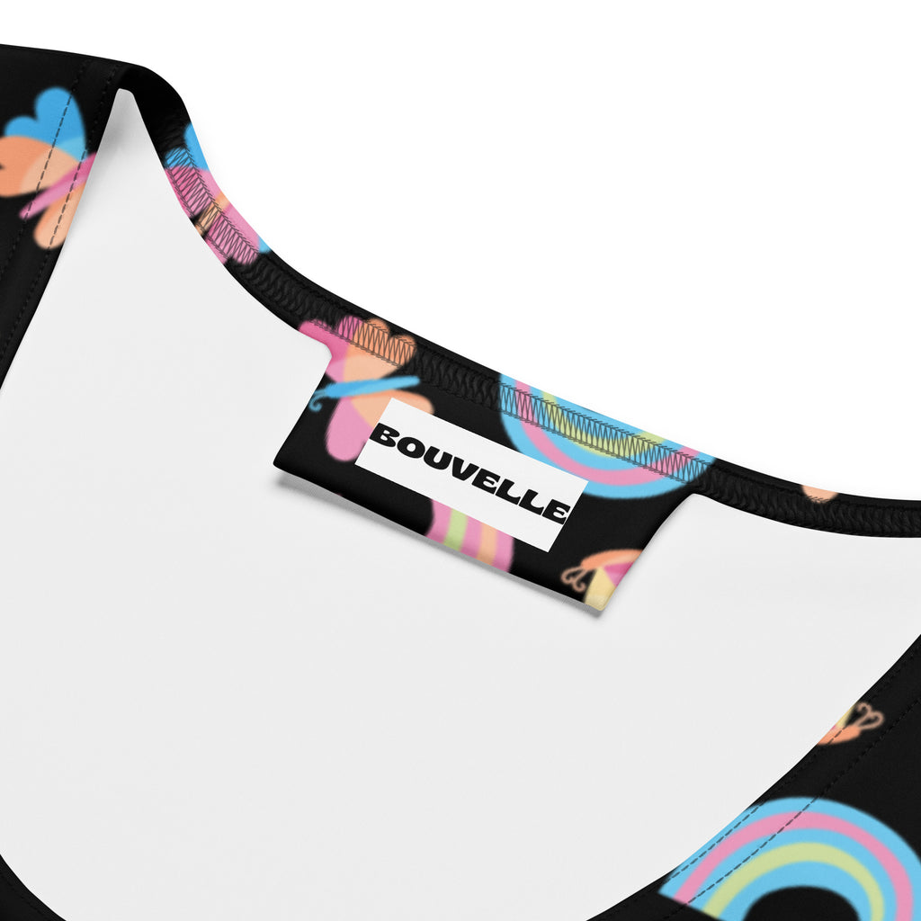 Women's Rainbow Butterfly Buttery Soft Crop Top- Quick-Drying UPF 50+ Stretch Top