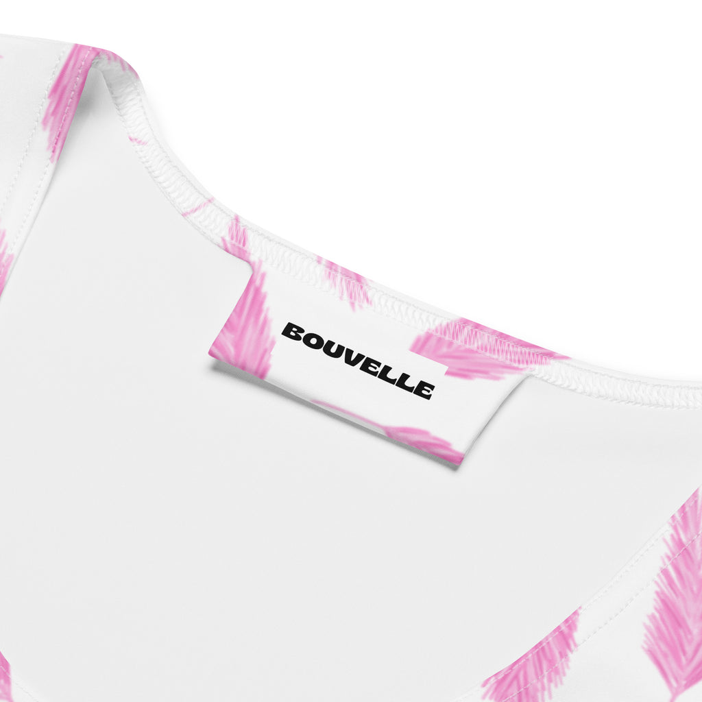 Women's Pink Flamingo Feather Buttery Soft Crop Top- Quick-Drying UPF 50+ Stretch Top