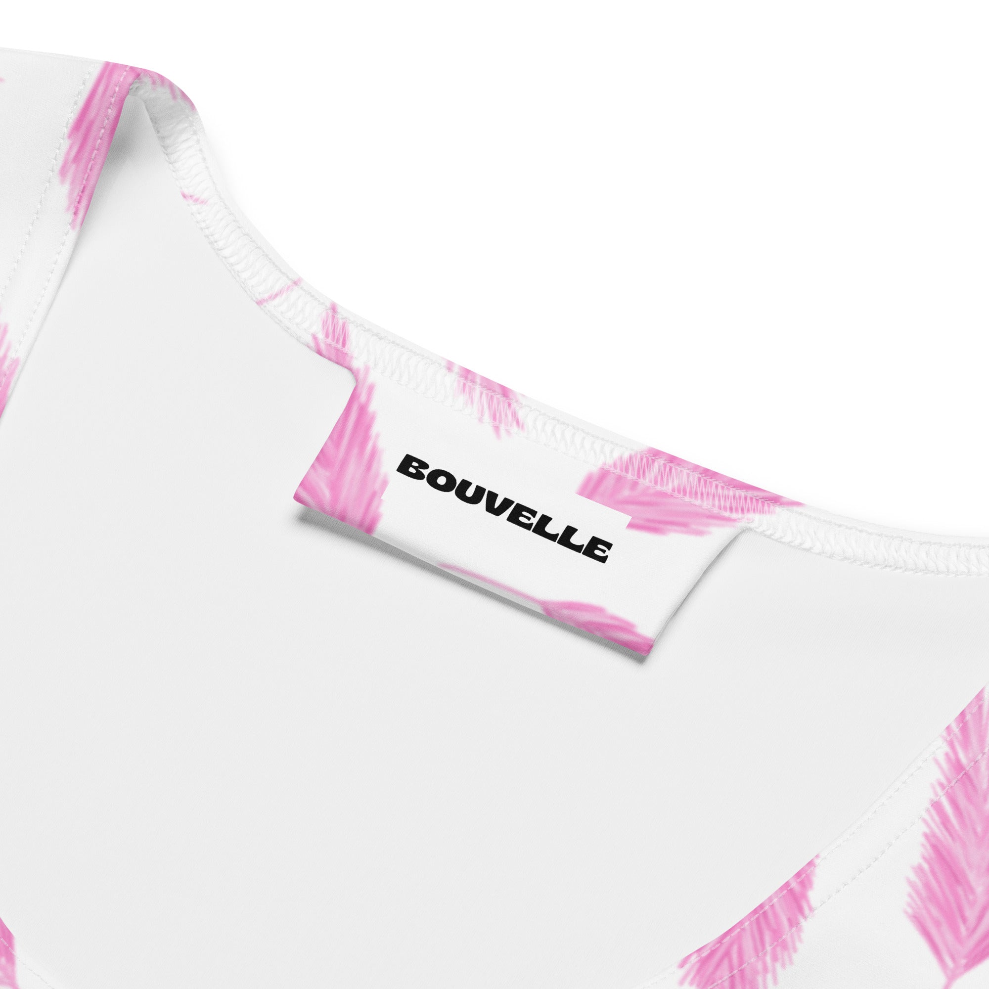 Women's Pink Flamingo Feather Buttery Soft Crop Top- Quick-Drying UPF 50+ Stretch Top
