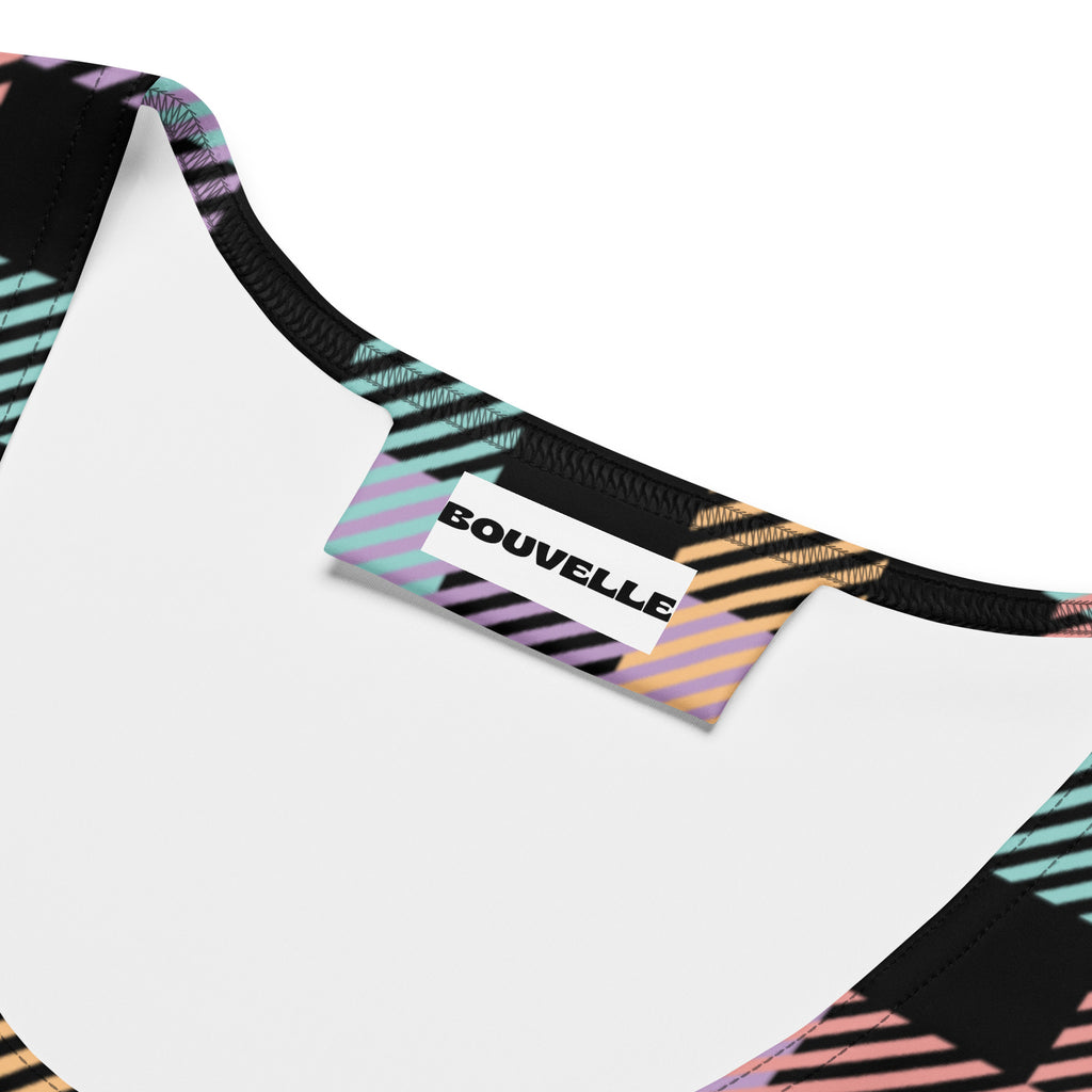 Women's Pastel Rainbow Plaid Buttery Soft Crop Top- Quick-Drying UPF 50+ Stretch Top