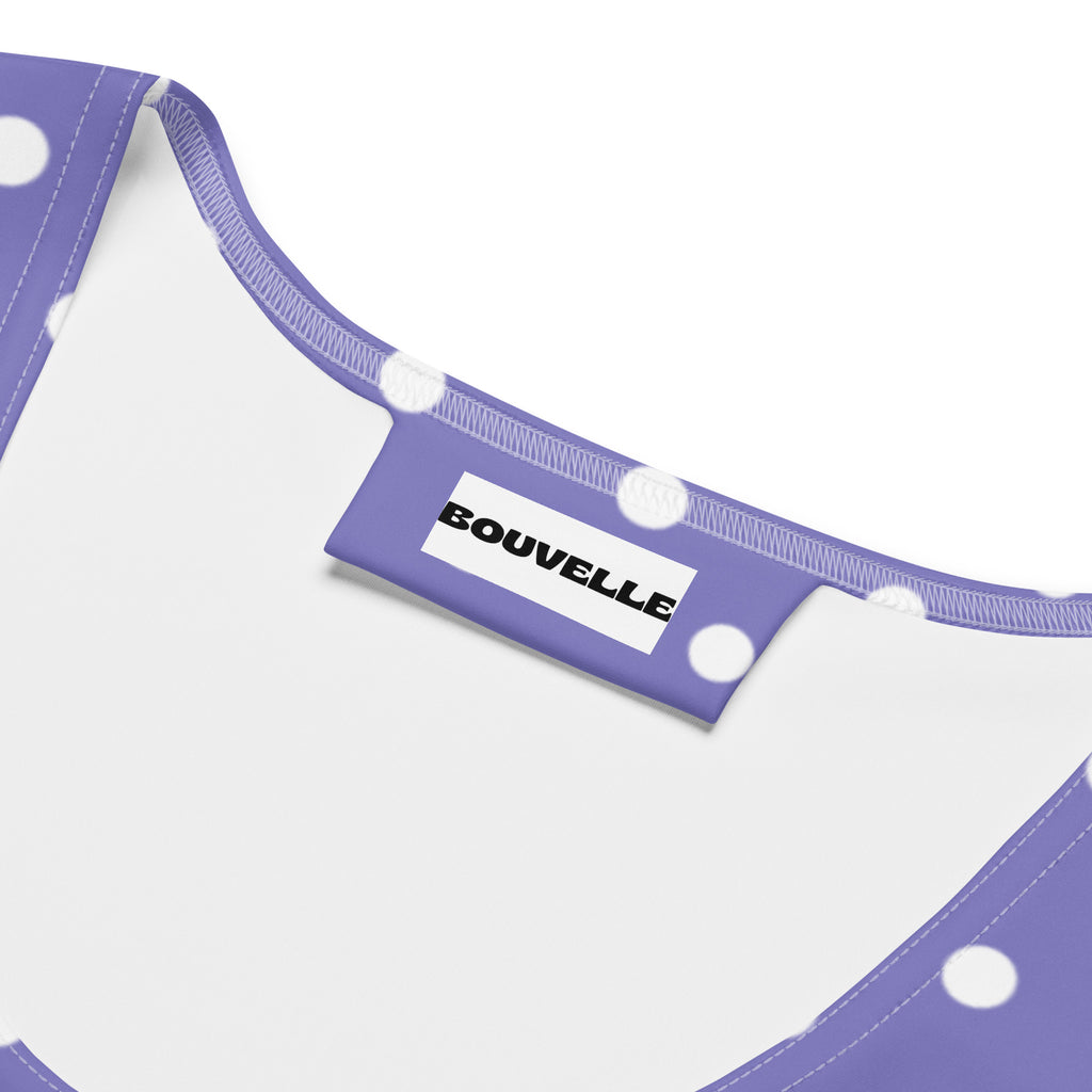 Women's Light Purple Polka Dot Buttery Soft Crop Top- Quick-Drying UPF 50+ Stretch Top
