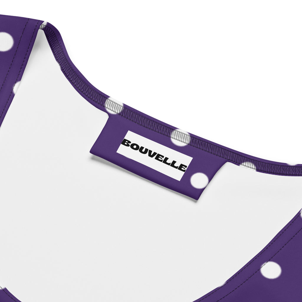Women's Dark Purple Polka Dot Buttery Soft Crop Top- Quick-Drying UPF 50+ Stretch Top