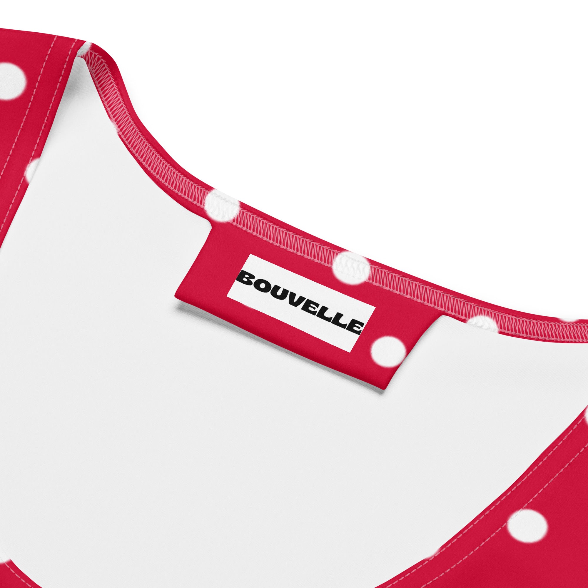 Women's Crimson Red Polka Dot Buttery Soft Crop Top- Quick-Drying UPF 50+ Stretch Top