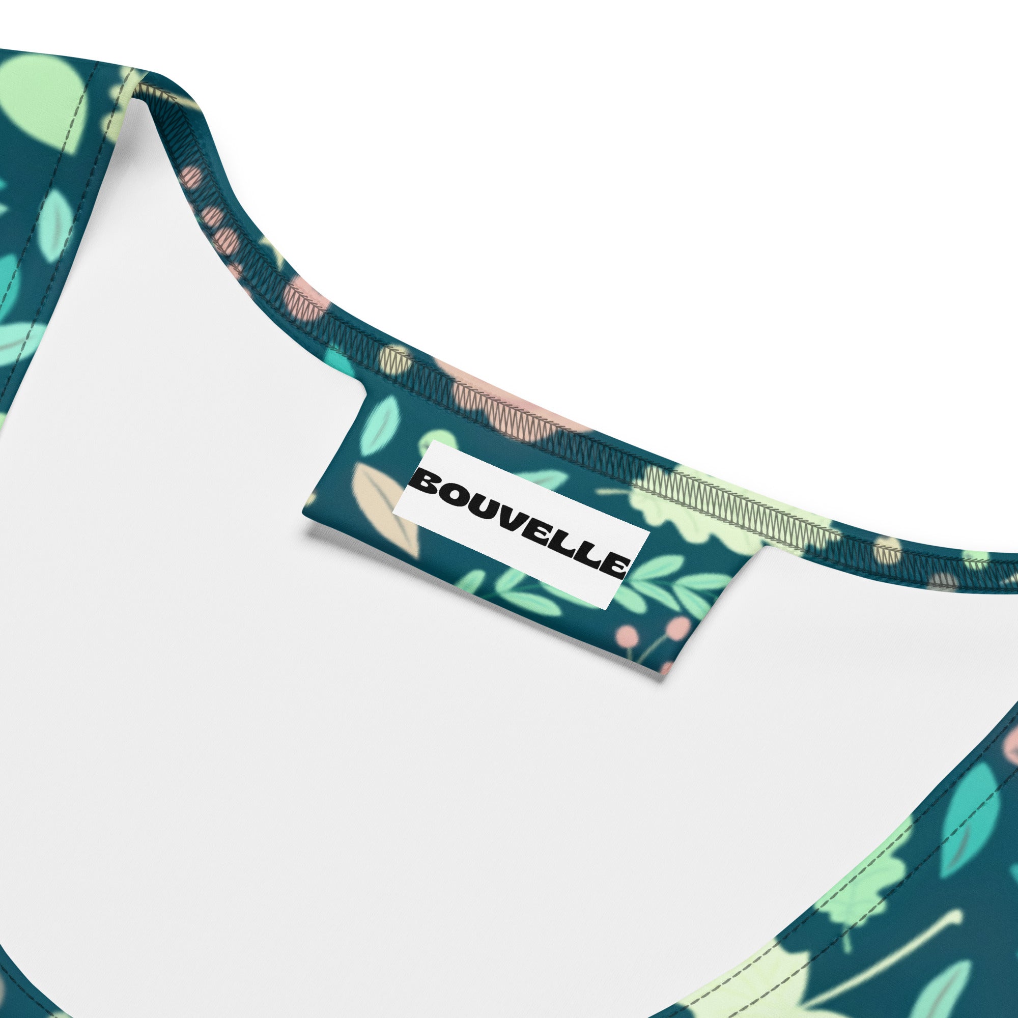 Women's Dark Green Floral Buttery Soft Crop Top- Quick-Drying UPF 50+ Stretch Top