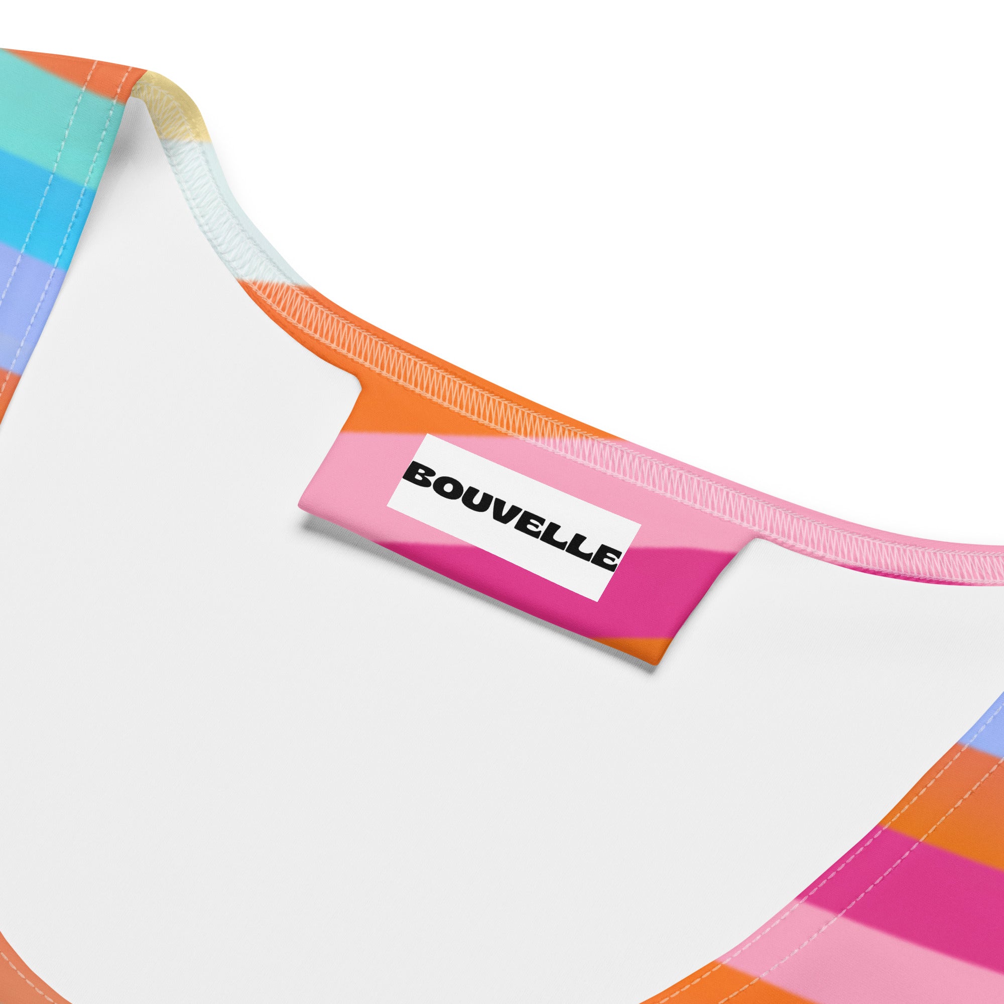 Women's Beach Rainbow Stripe Buttery Soft Crop Top- Quick-Drying UPF 50+ Stretch Top